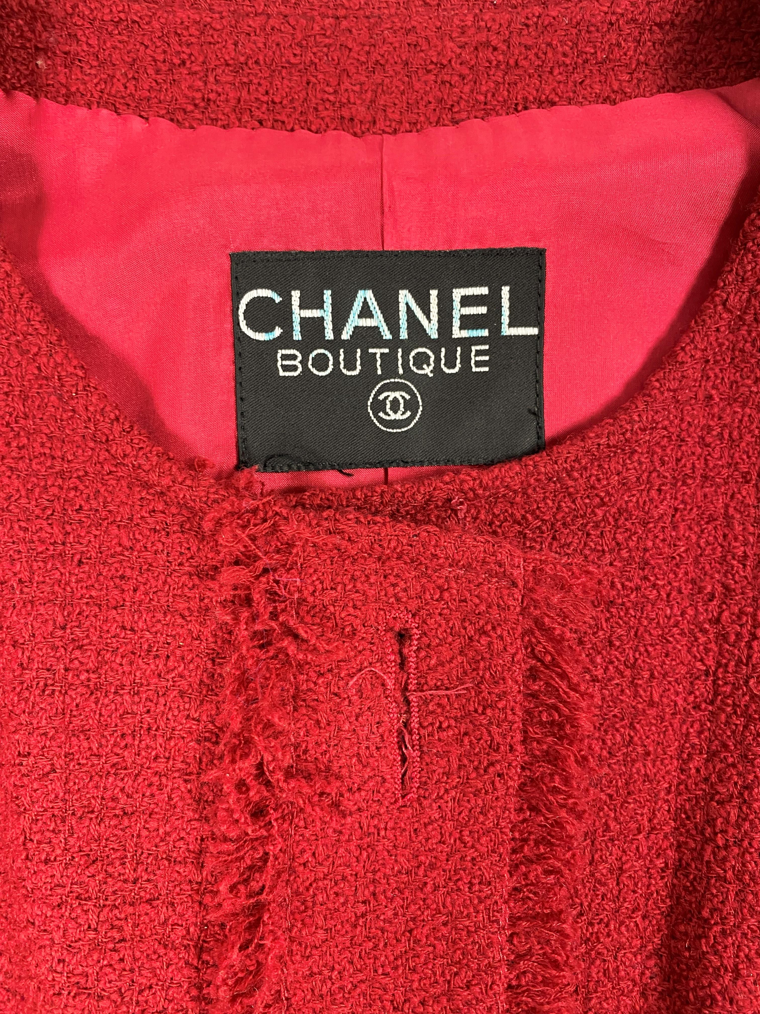 A Chanel - Karl Lagerfeld Veste en laine mohair rouge Circa 1995-2000 en vente 9