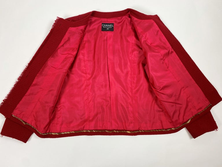 A Chanel - Karl Lagerfeld Red Mohair Wool Jacket Circa 1995-2000 For Sale 11