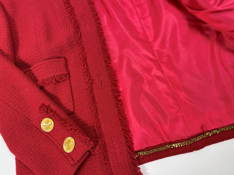 A Chanel - Karl Lagerfeld Red Mohair Wool Jacket Circa 1995-2000 For Sale 12