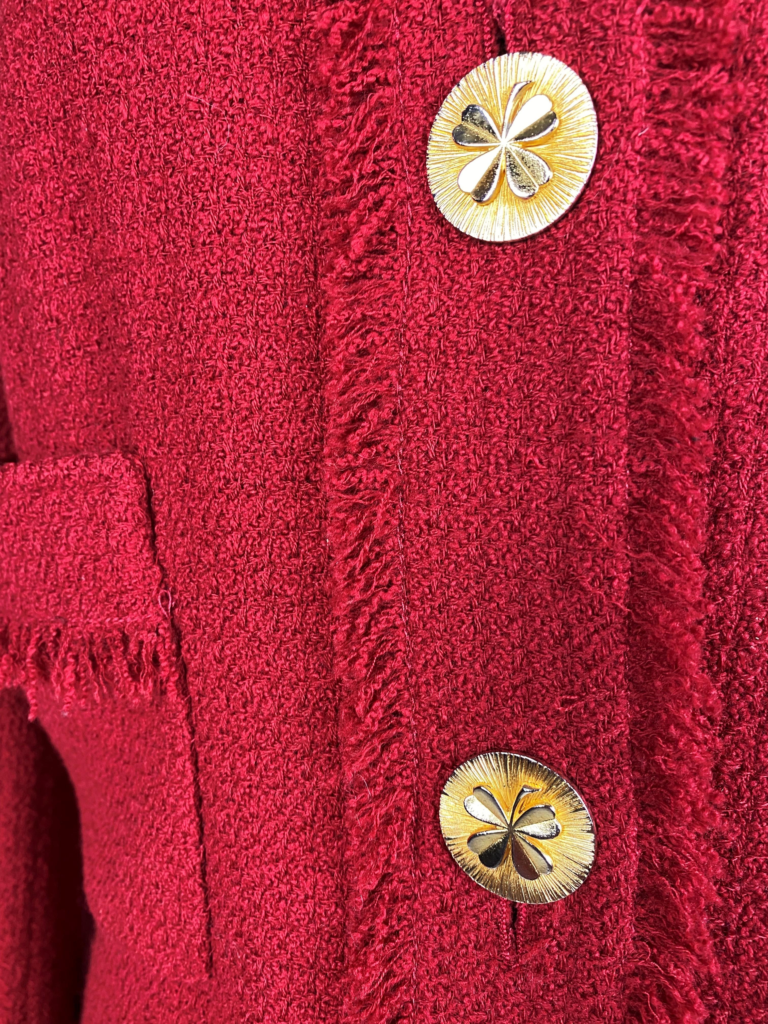 A Chanel - Karl Lagerfeld Veste en laine mohair rouge Circa 1995-2000 Pour femmes en vente