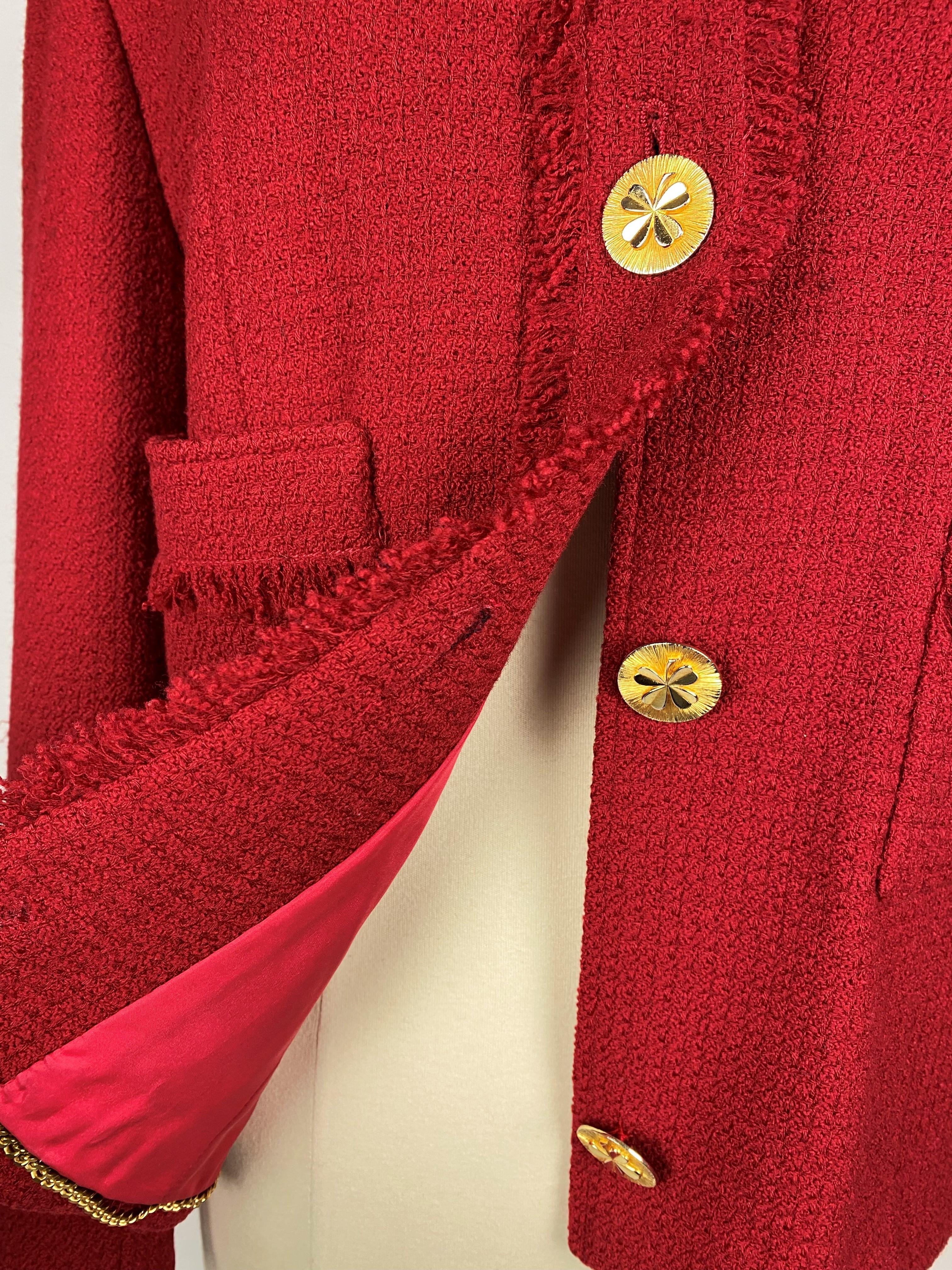 A Chanel - Karl Lagerfeld Veste en laine mohair rouge Circa 1995-2000 en vente 5
