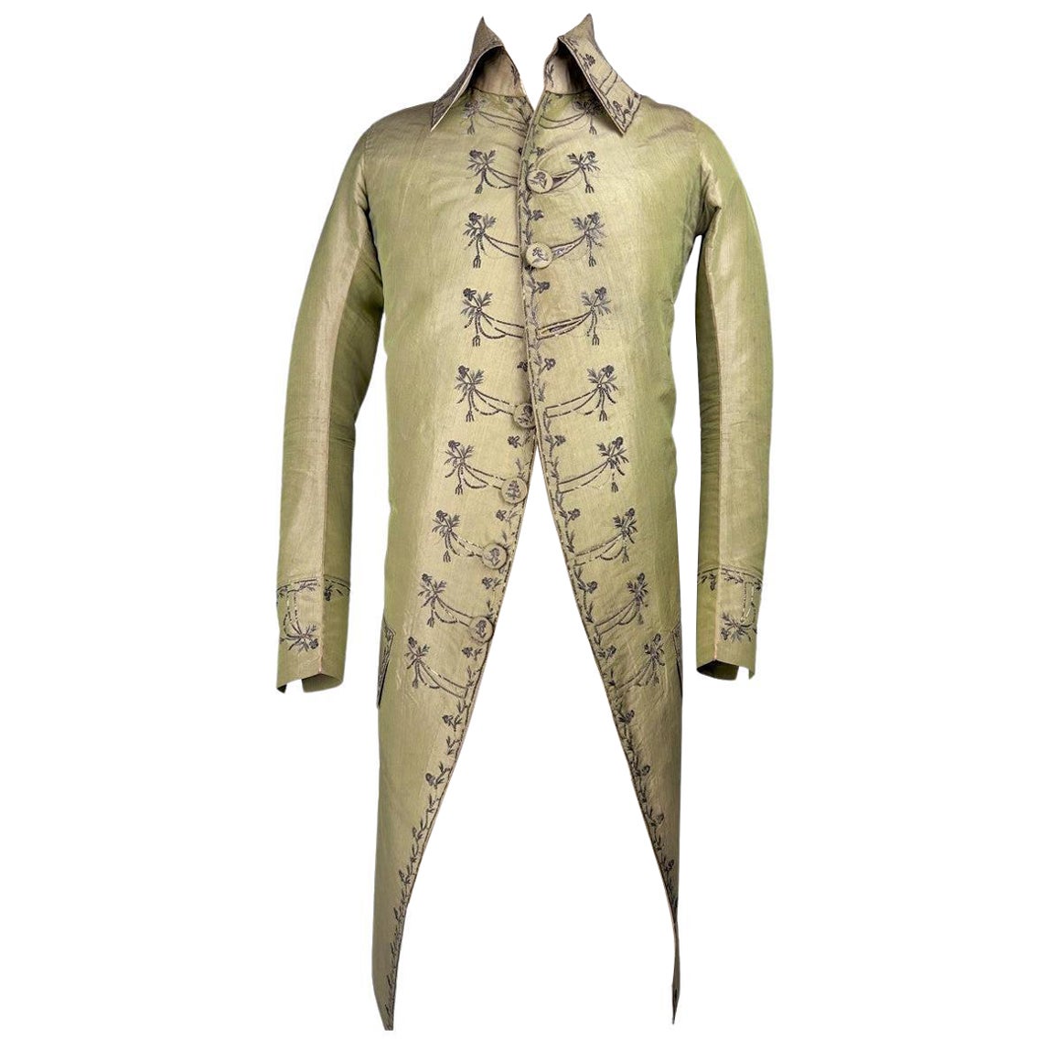 Frockcoat brodé en taffetas, période de la Révolution française vers 1790