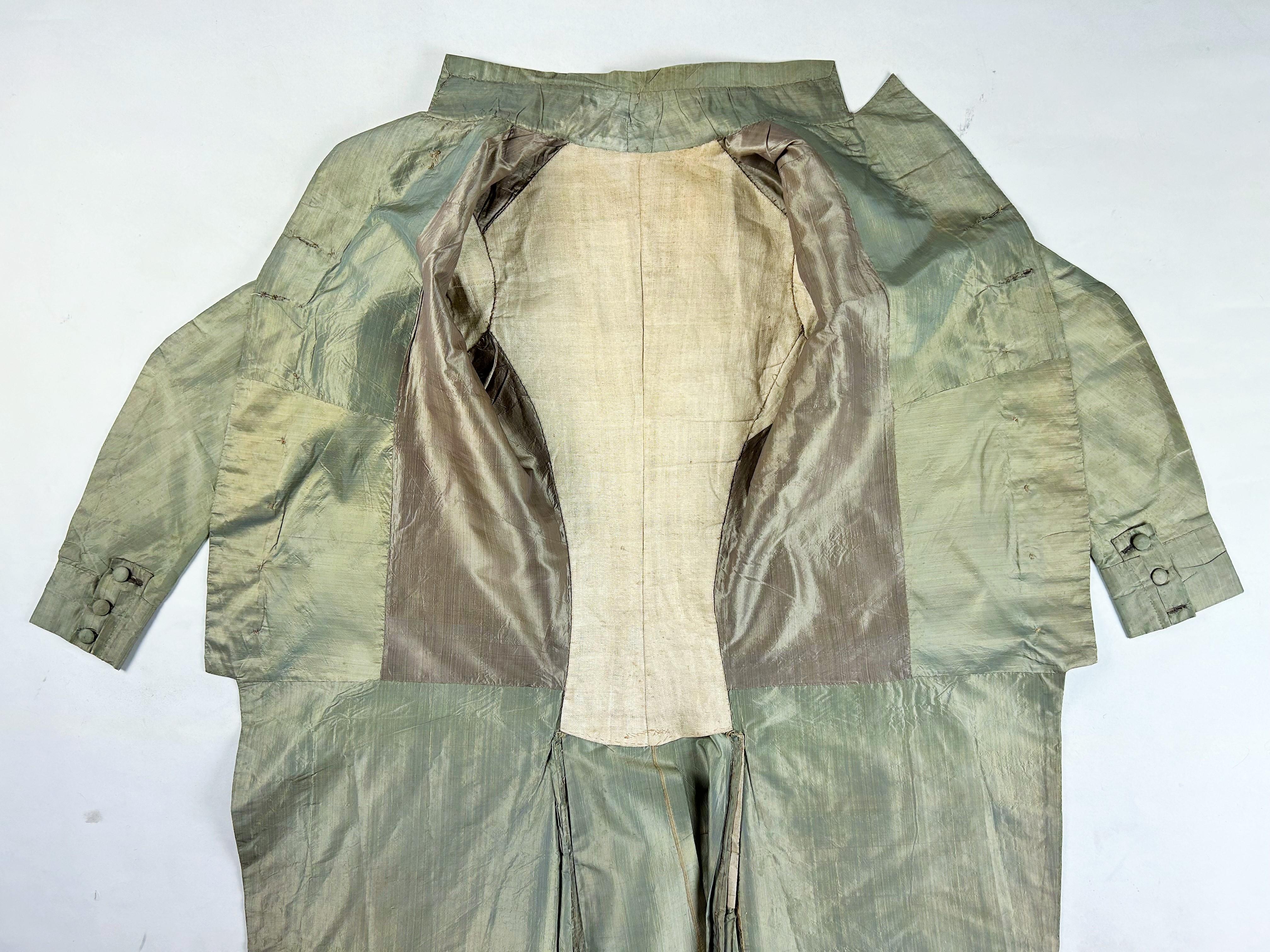 A changing taffeta summer habit and cotton waistcoat - England Circa 1785 7