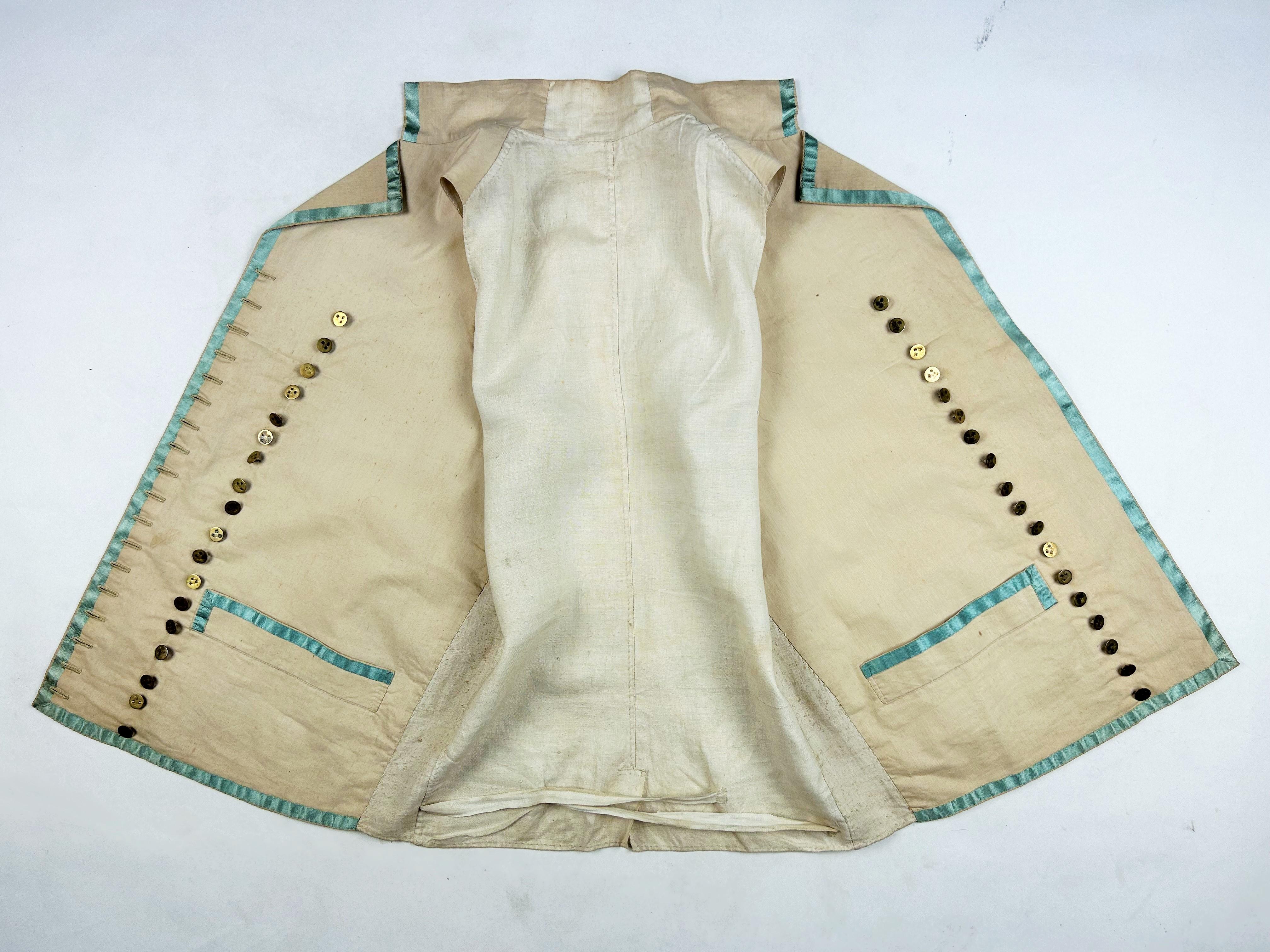 A changing taffeta summer habit and cotton waistcoat - England Circa 1785 11