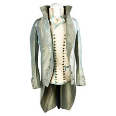 Antique A changing taffeta summer habit and cotton waistcoat - England Circa 1785