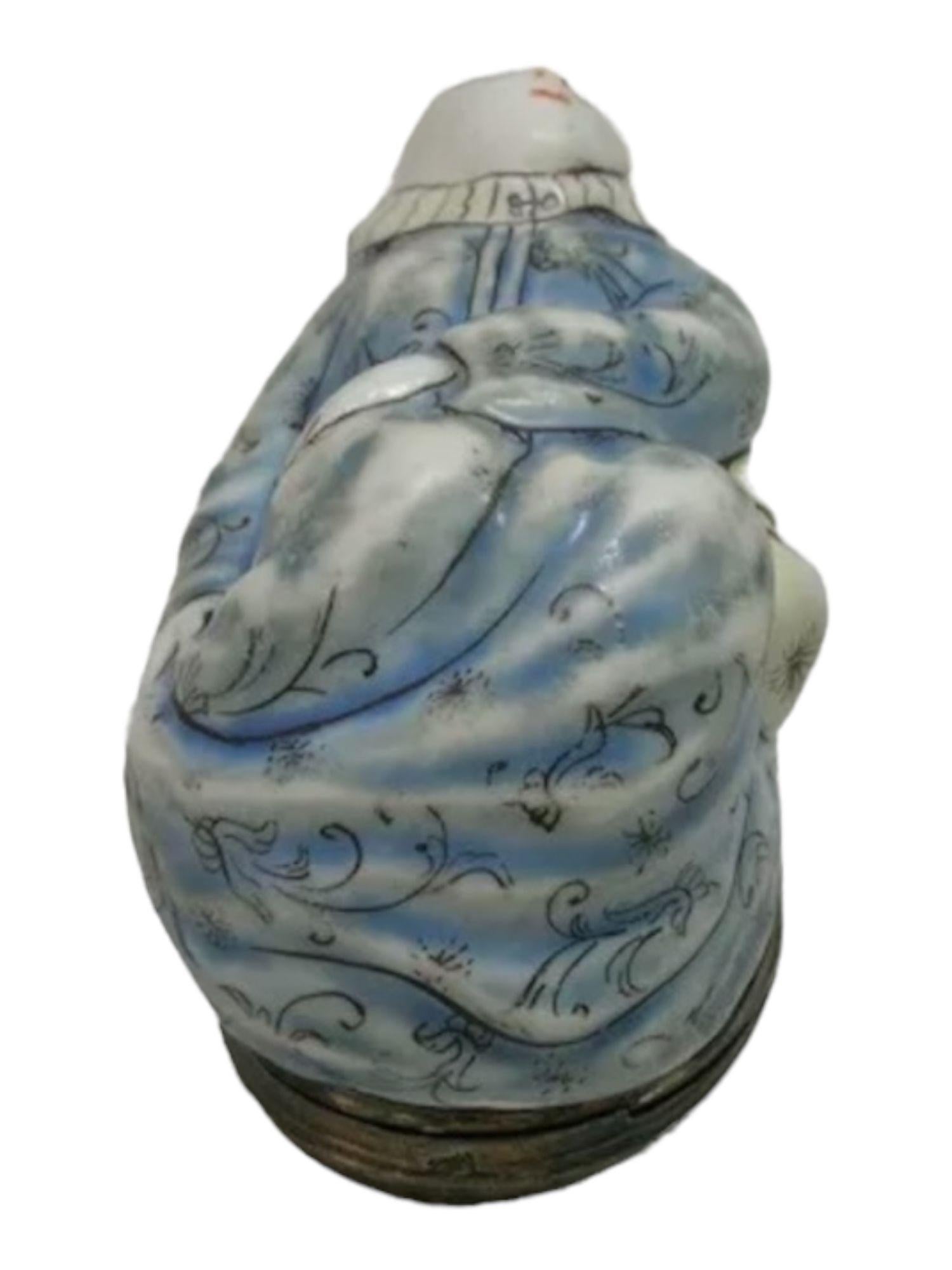 Cast A Chantilly Silver Mounted Snuff Box of a Sleeping Monk, Mid 18th Century For Sale