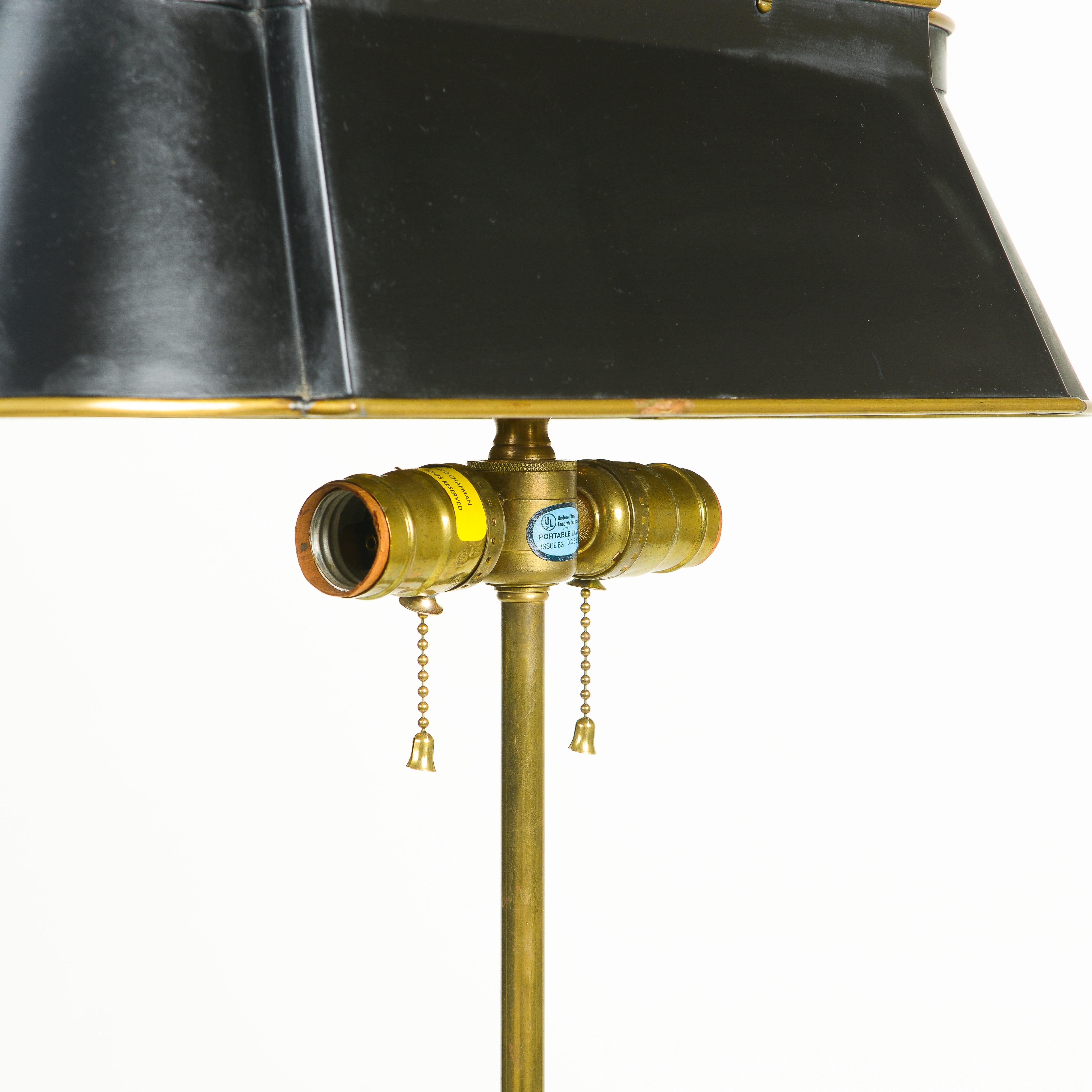 A Chapman Brass and Black Enamel Bouillotte Style Floor Lamp For Sale 5