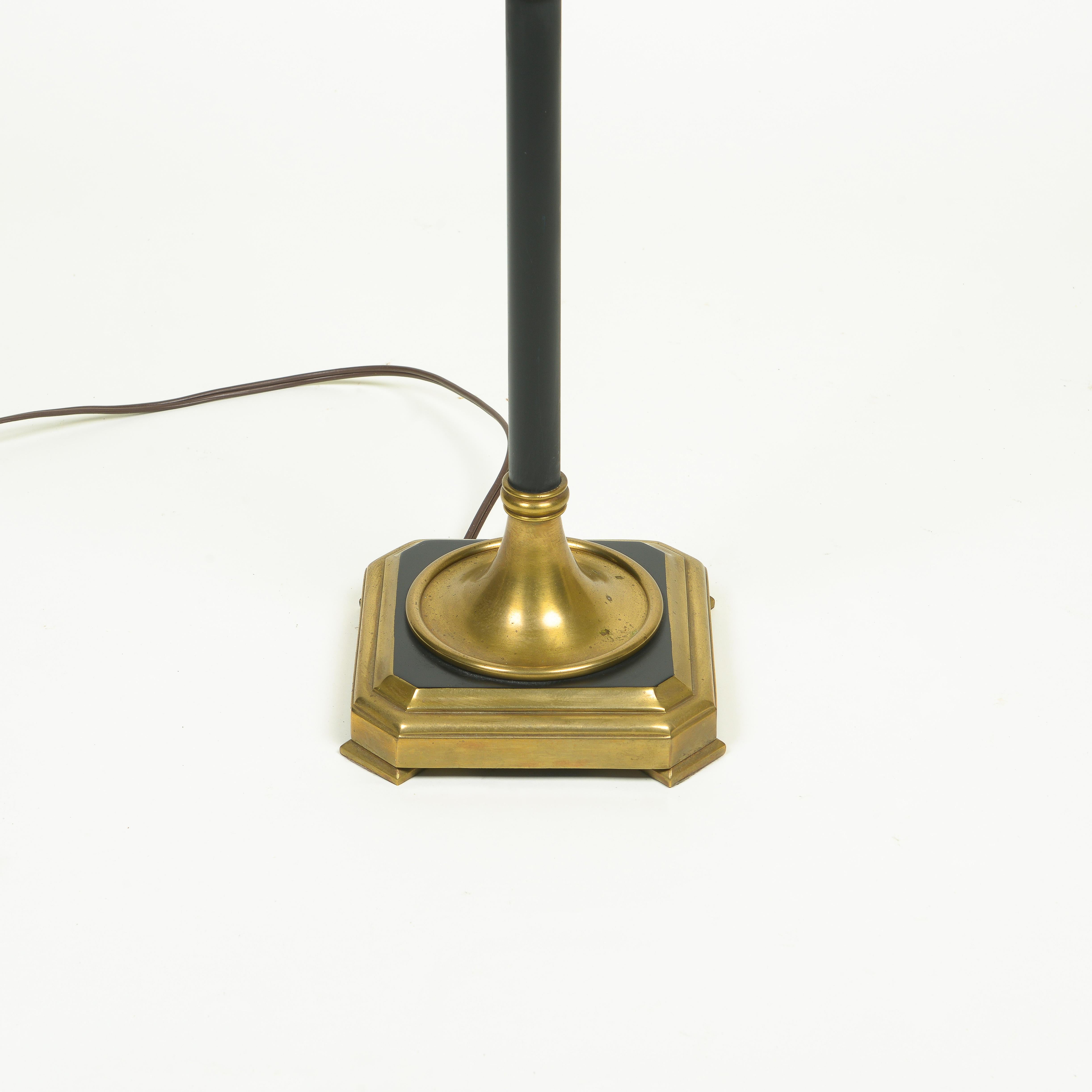 A Chapman Brass and Black Enamel Bouillotte Style Floor Lamp For Sale 2