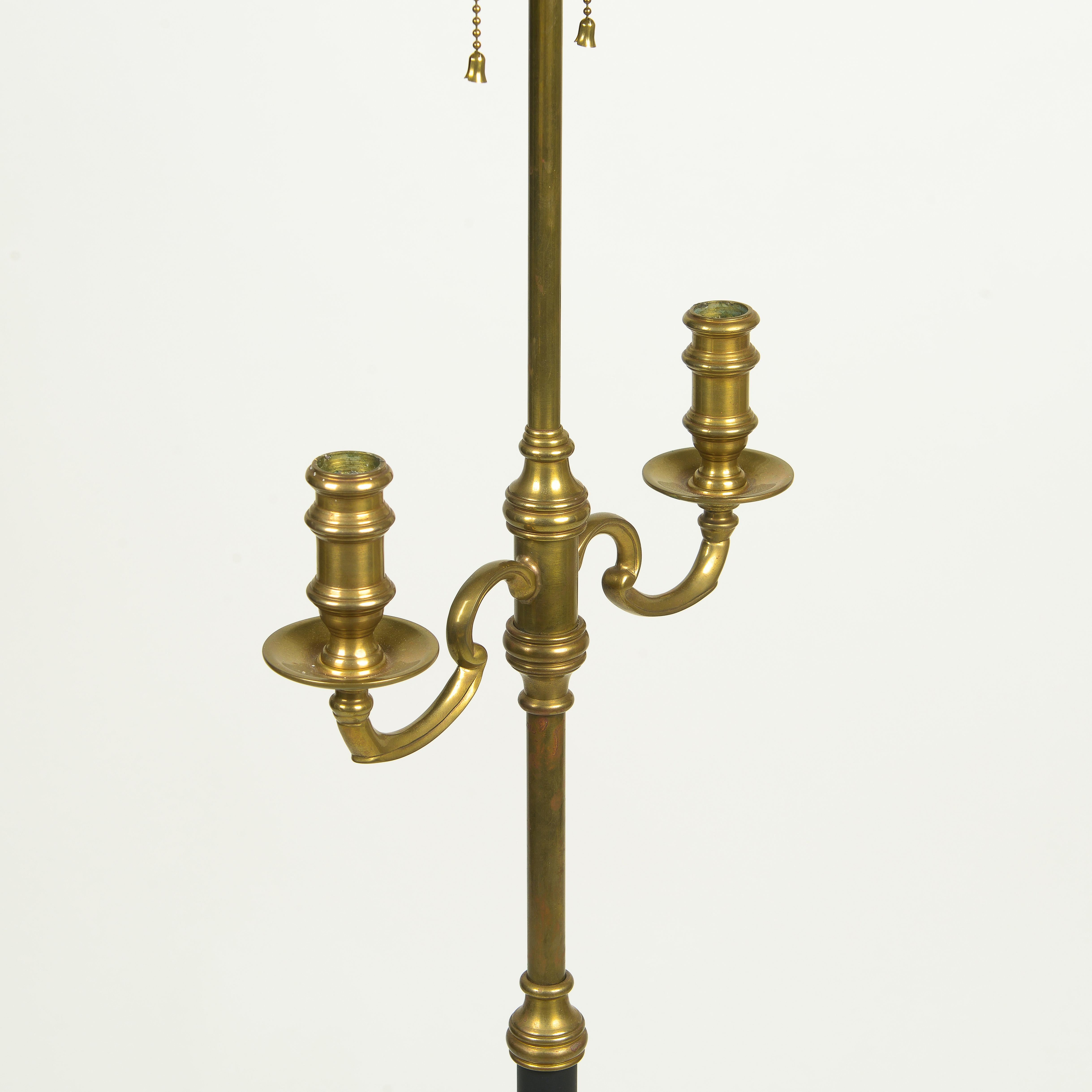 A Chapman Brass and Black Enamel Bouillotte Style Floor Lamp For Sale 4