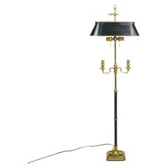 A Chapman Brass and Black Enamel Bouillotte Style Floor Lamp