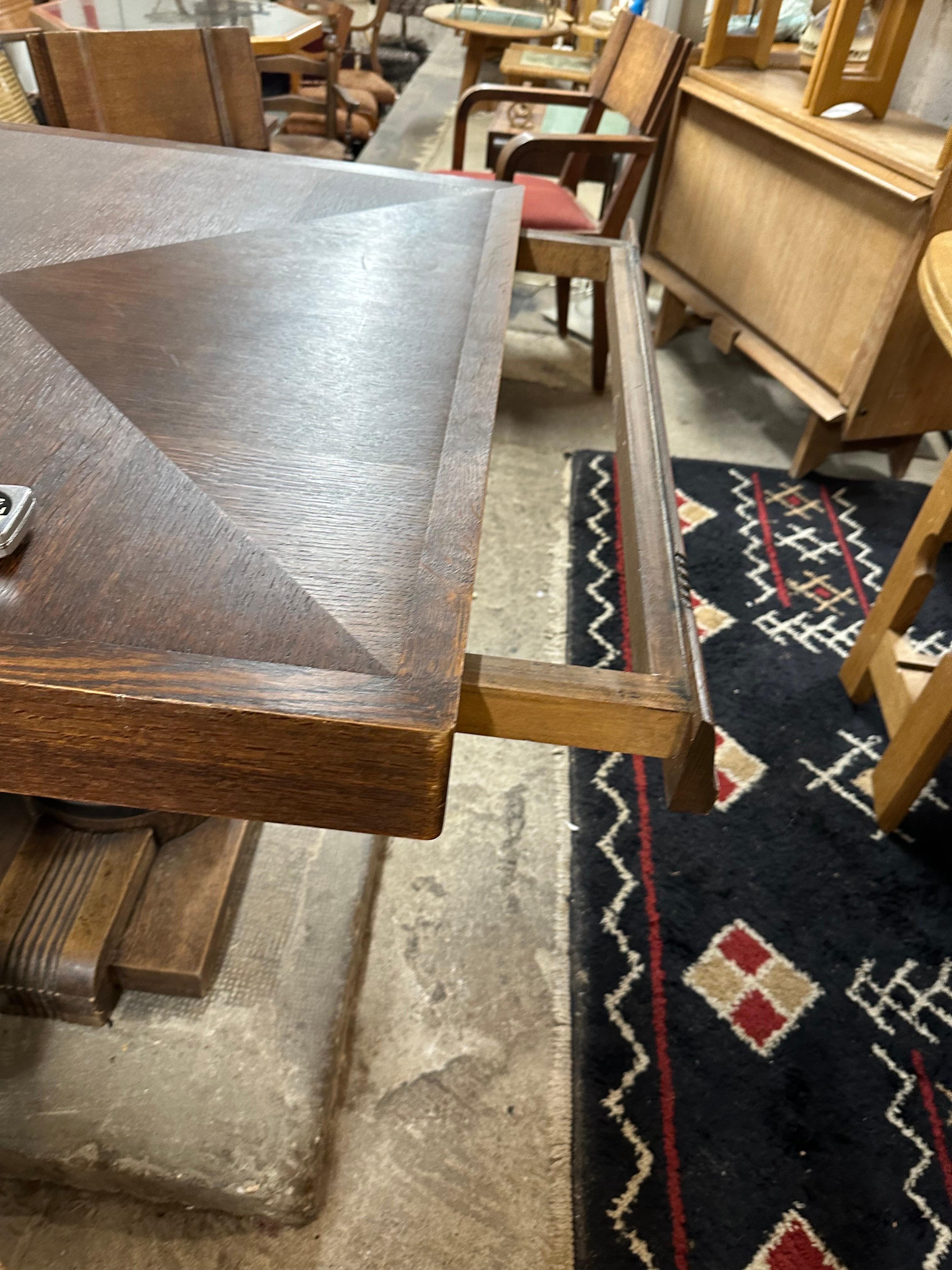 French Charles Dudouyt Oak Table For Sale