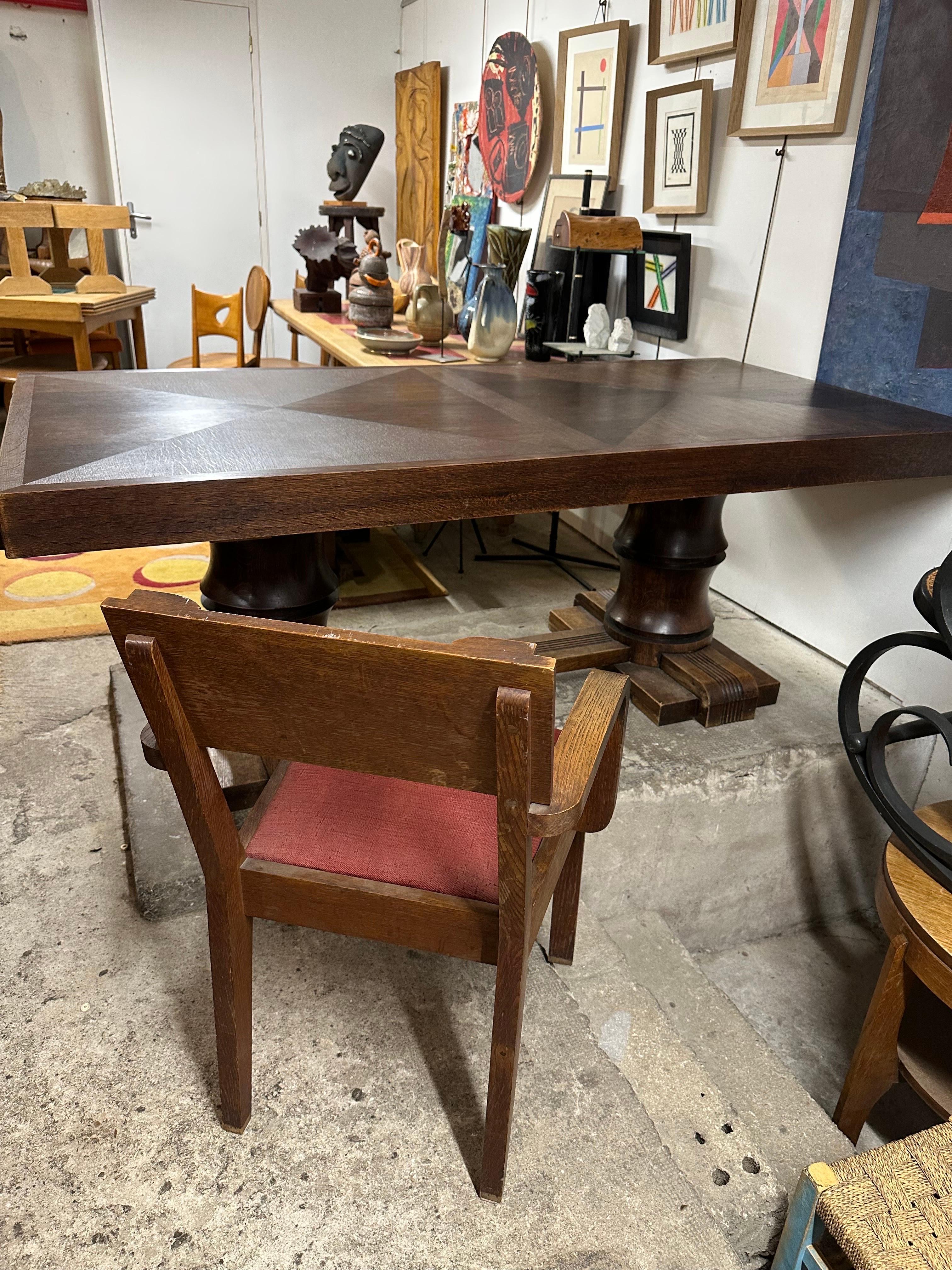 Other Charles Dudouyt Oak Table For Sale