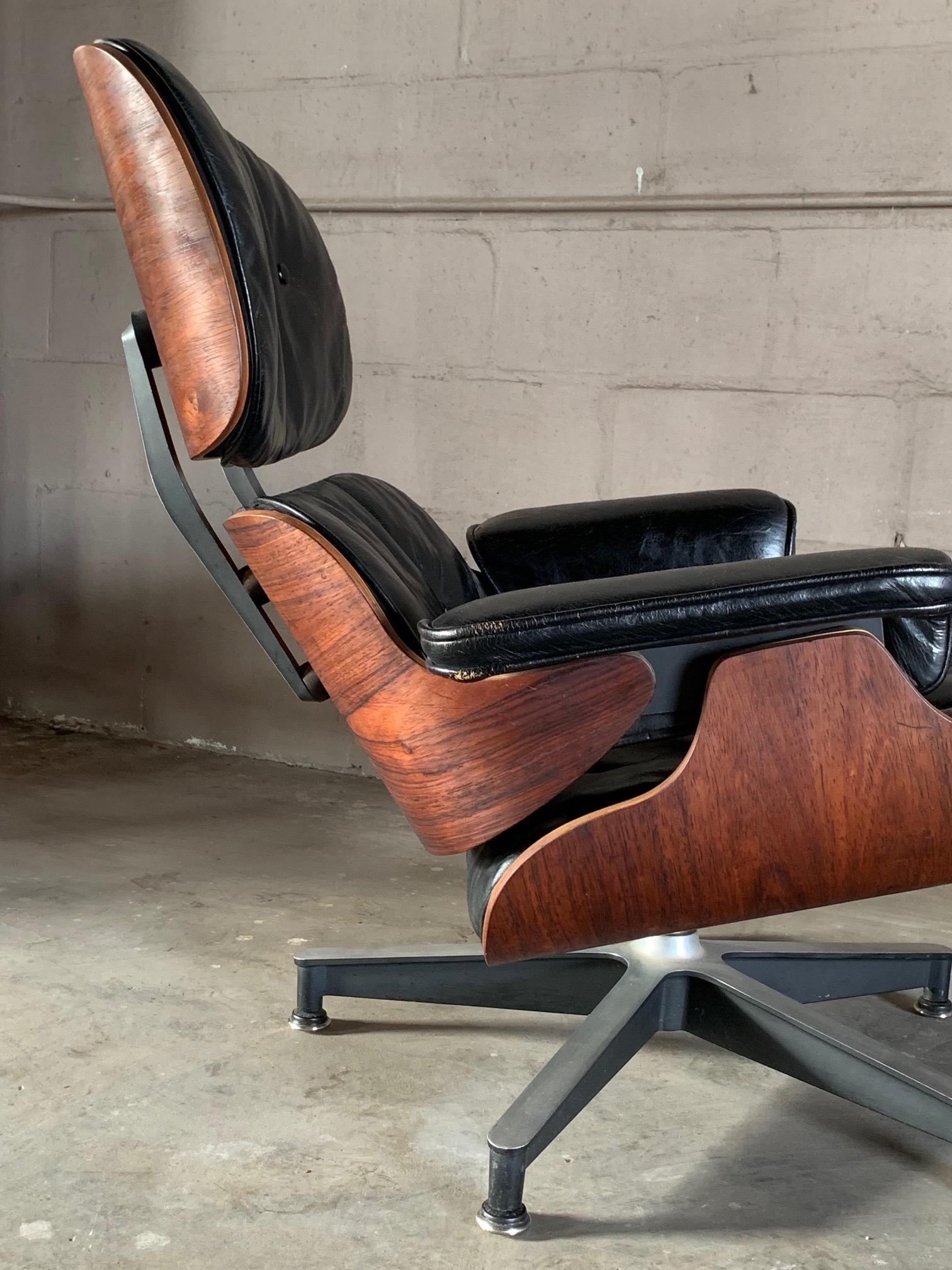 Mid-20th Century Charles Eames Herman Miller Lounge Chair and Ottoman 1956