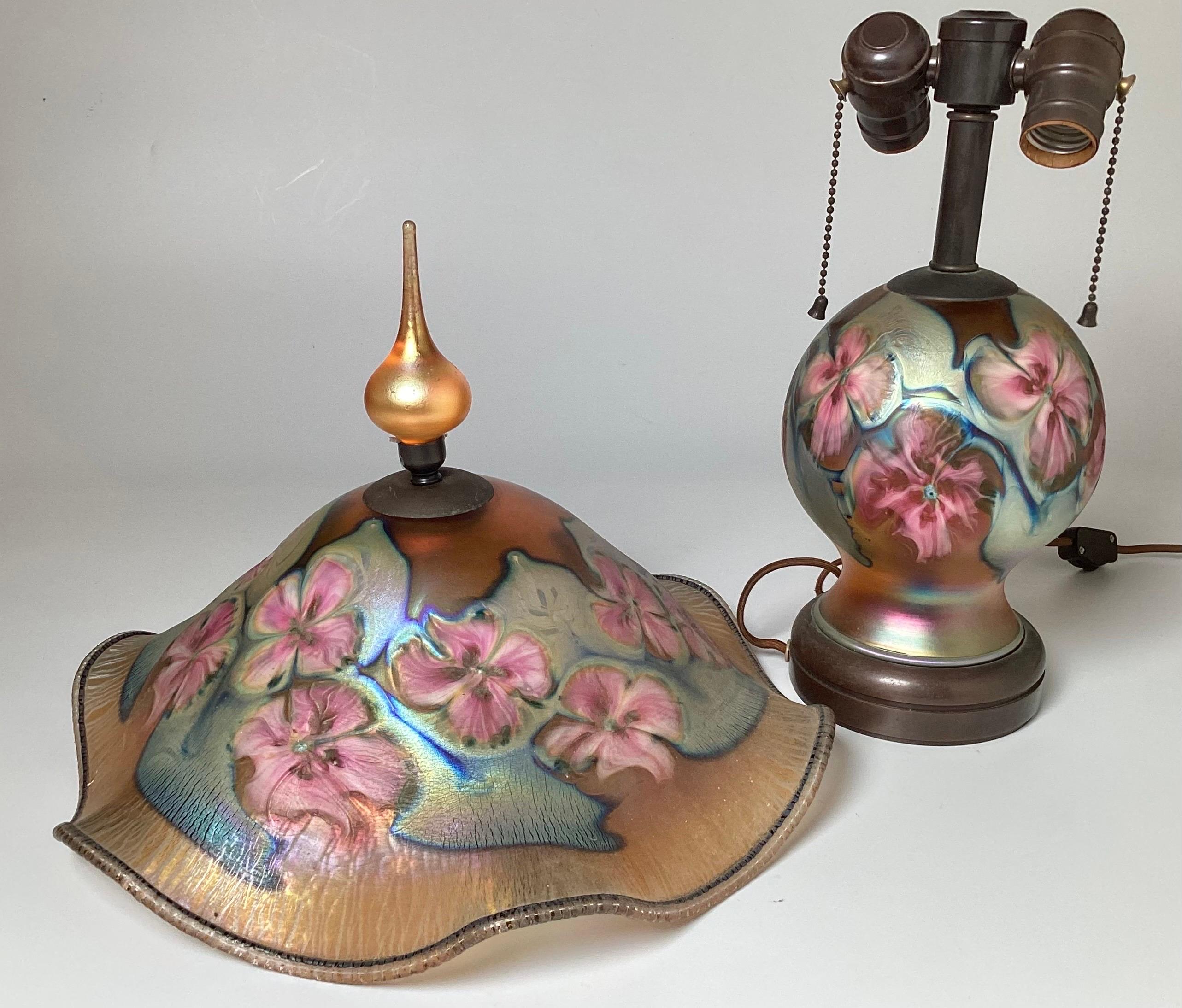 Charles Lotton Multi-Floral Glass Table Lamp 1