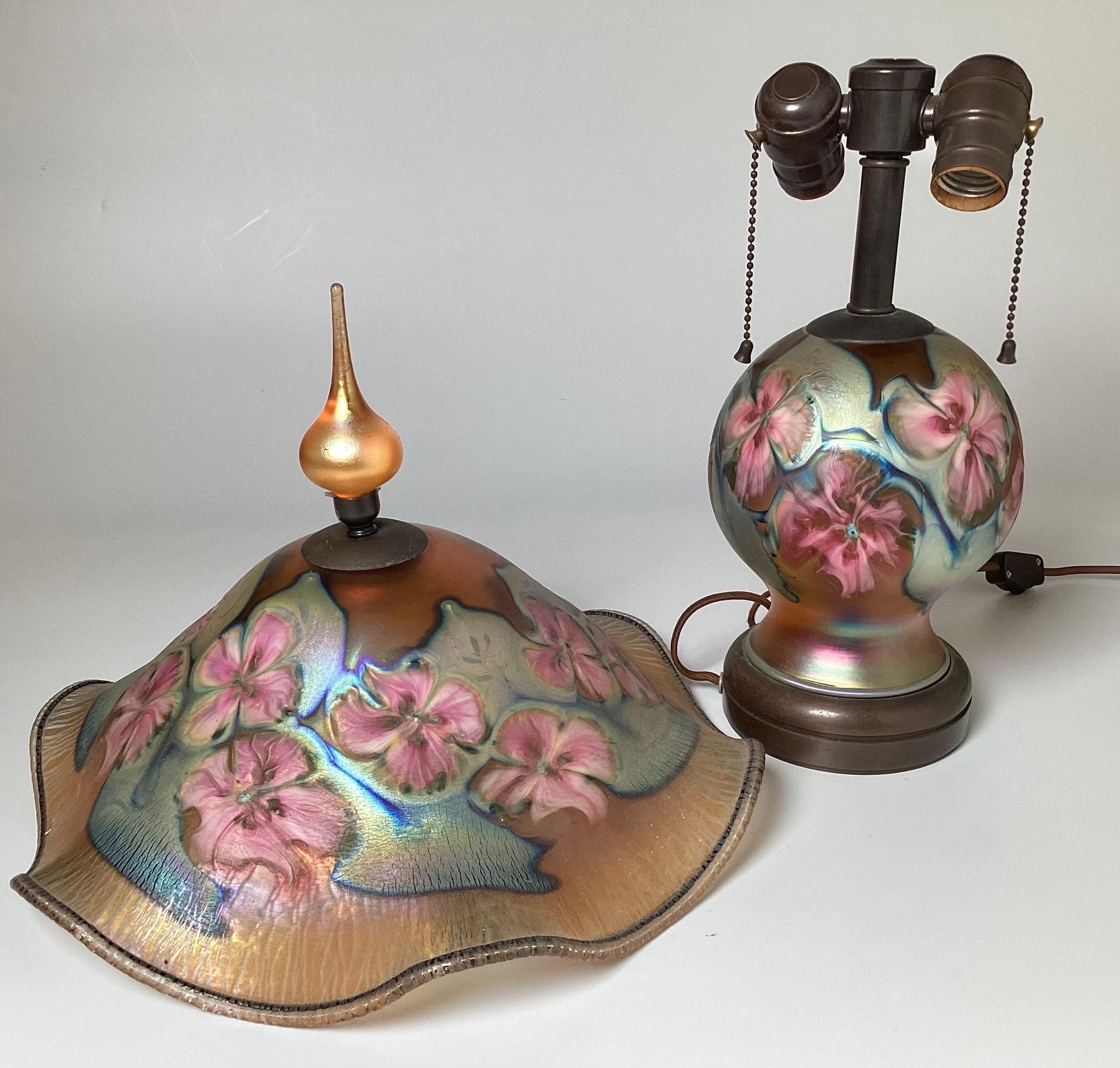 Charles Lotton Multi-Floral Glass Table Lamp 2