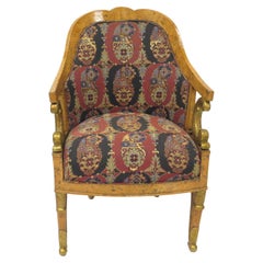 Antique Charles X Birch Tub Form Chair
