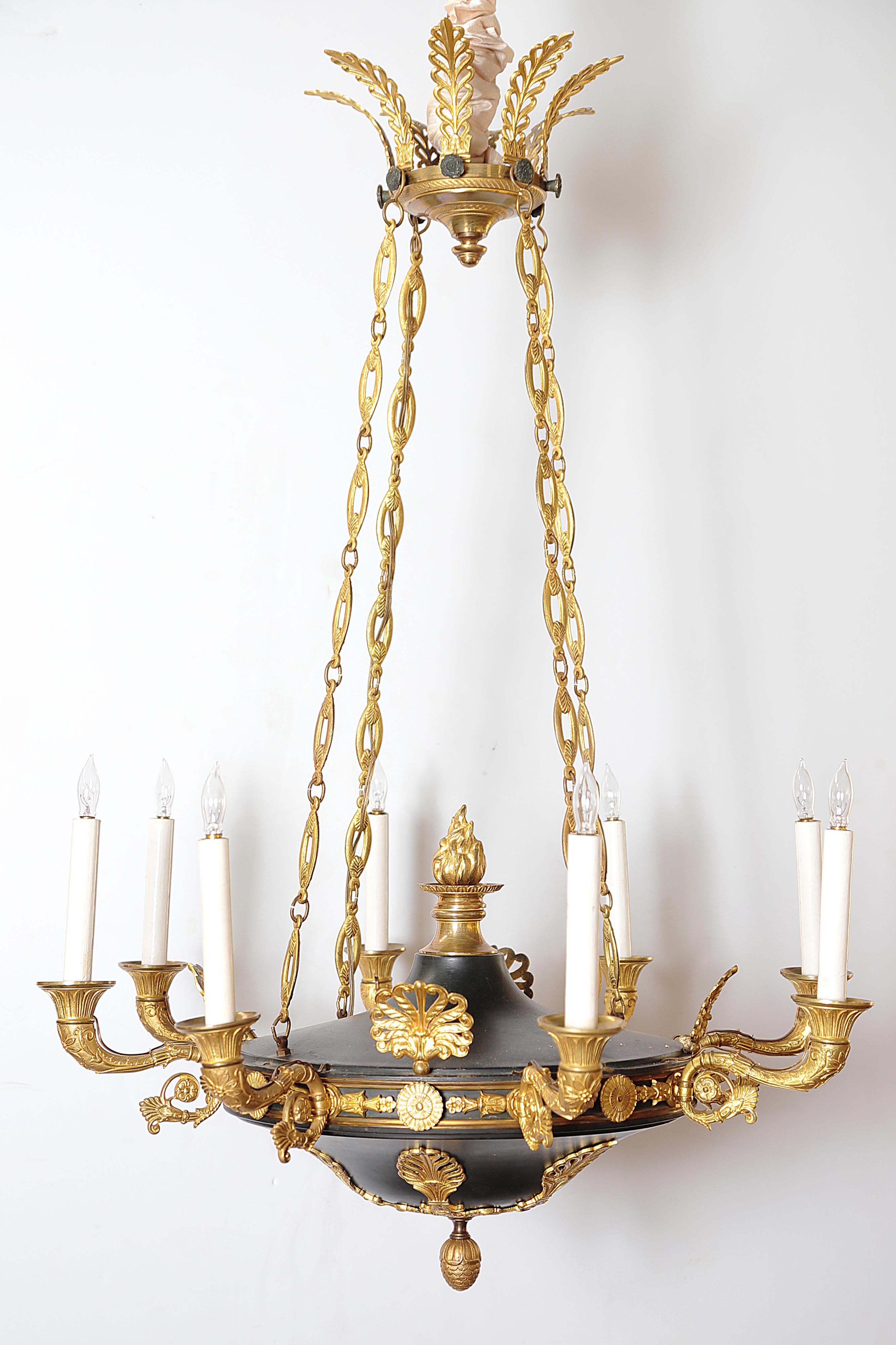 Charles X Gilt and Patinated Bronze Eight-Light Chandelier 3