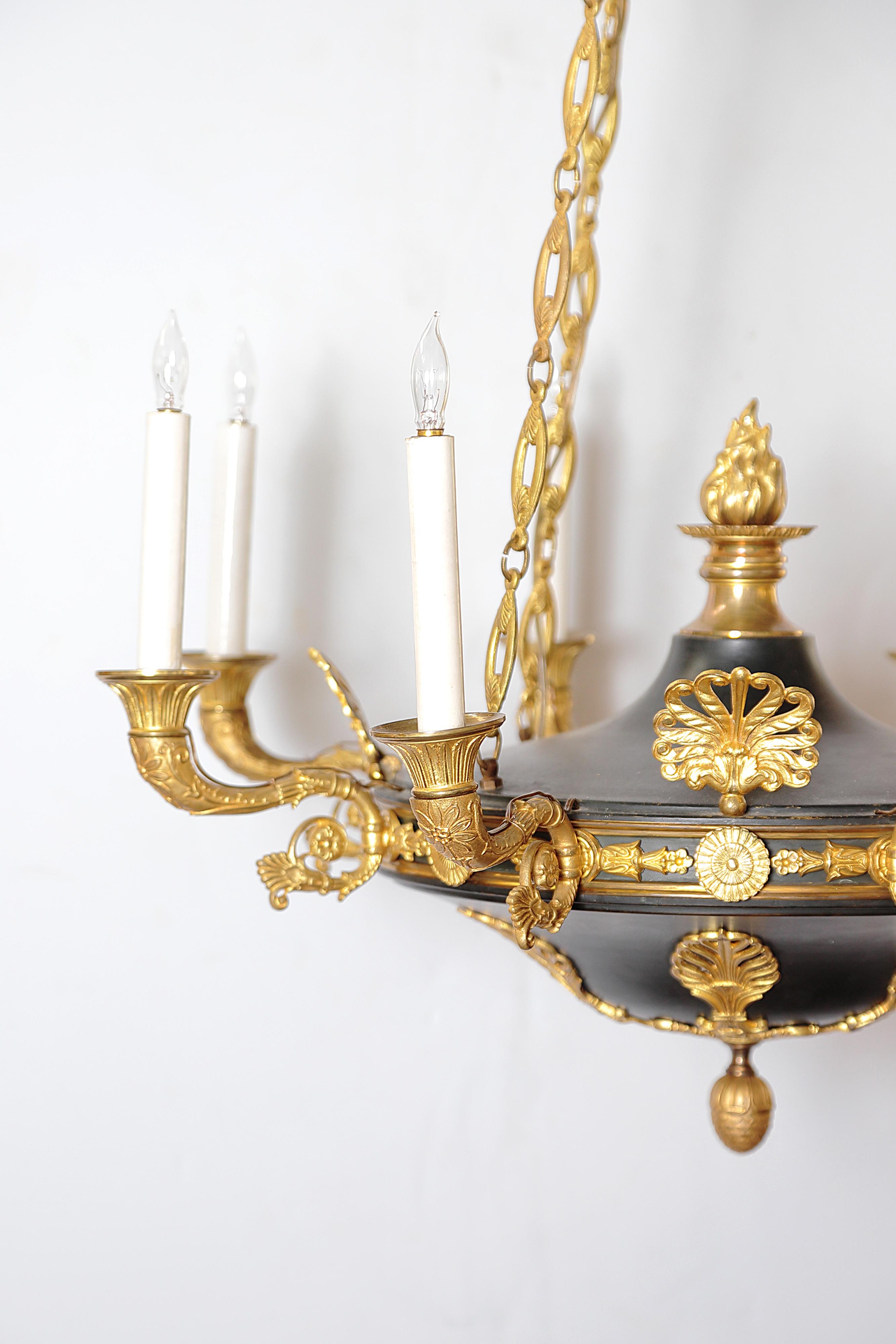 Charles X Gilt and Patinated Bronze Eight-Light Chandelier 4