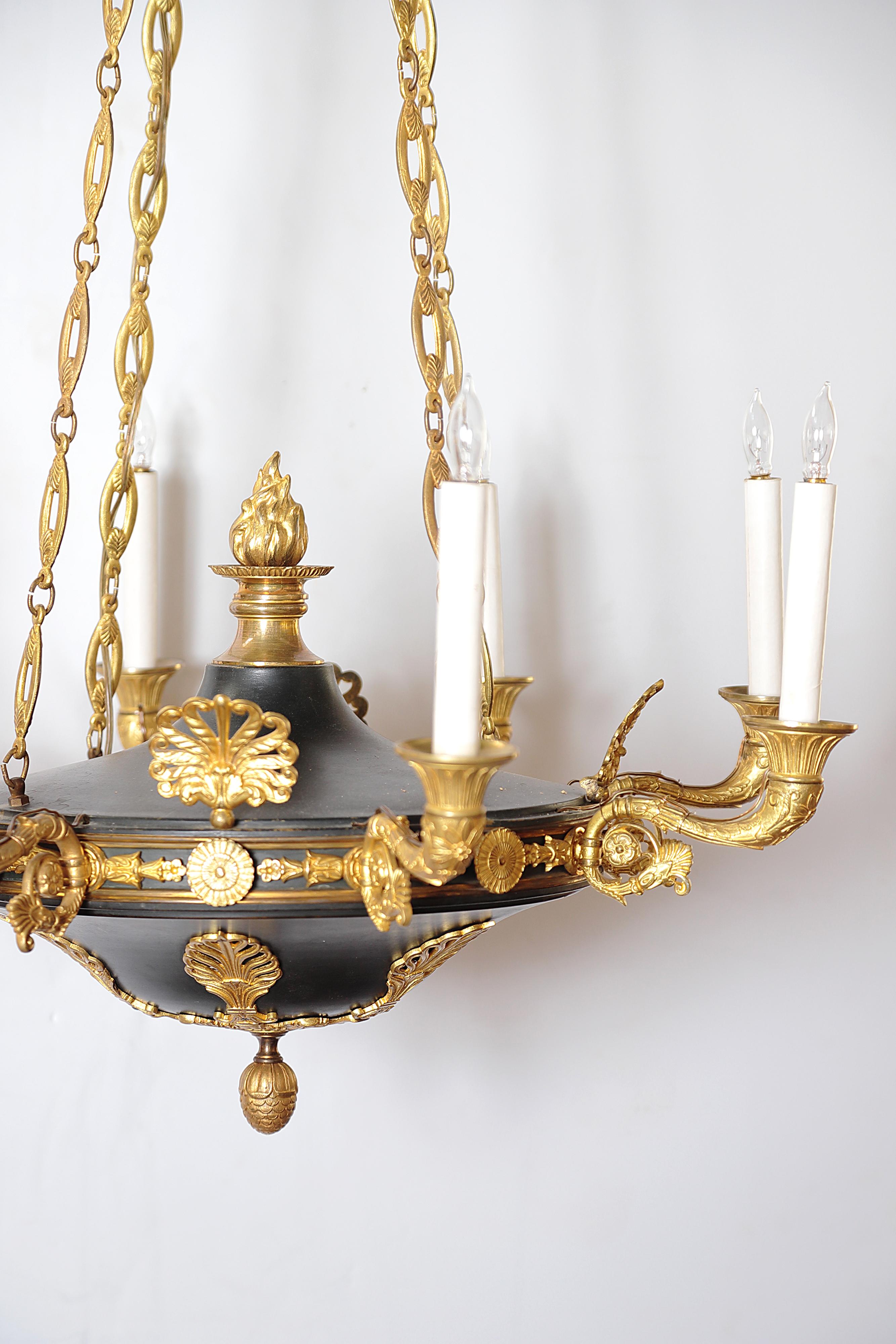 Charles X Gilt and Patinated Bronze Eight-Light Chandelier 5