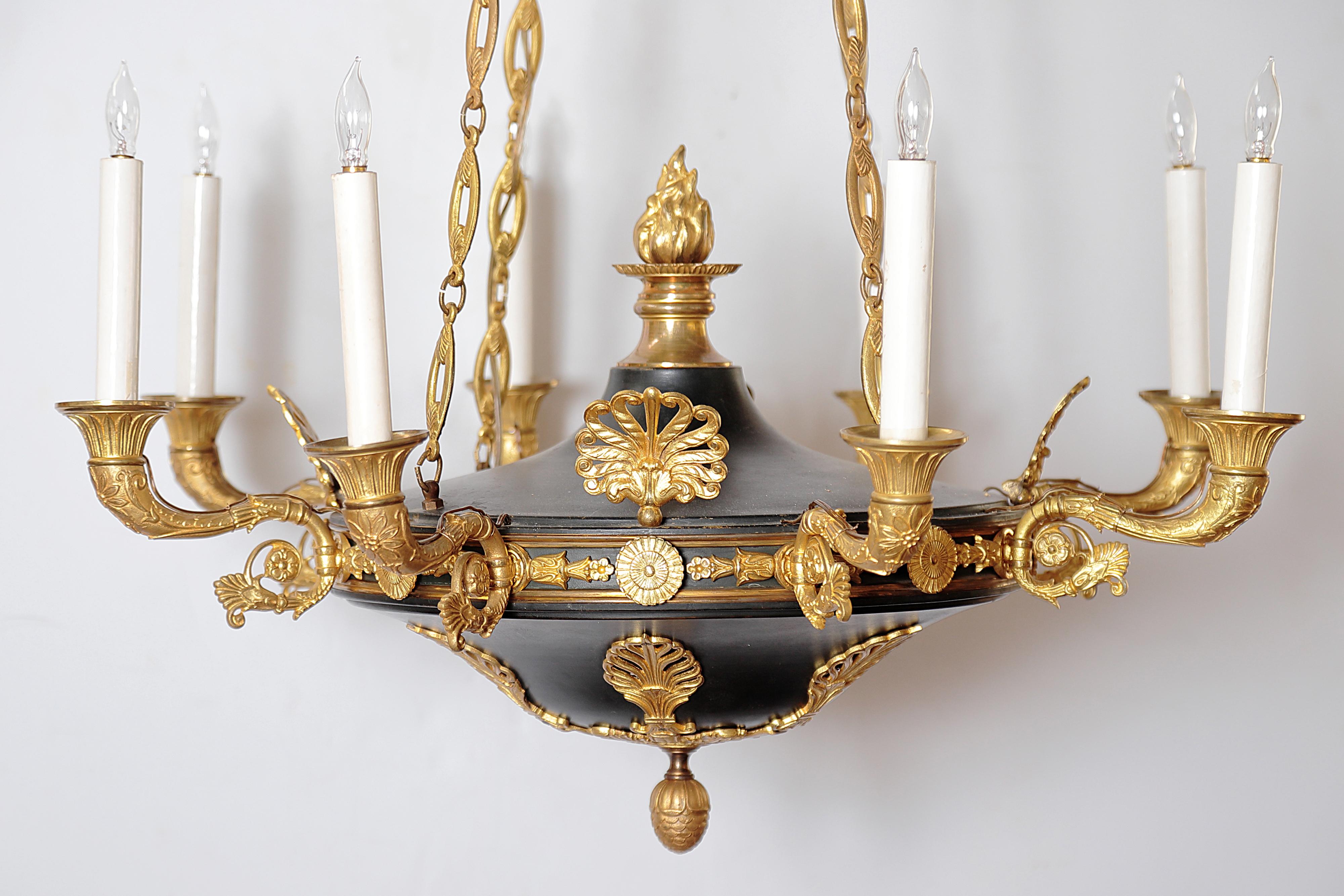 Charles X Gilt and Patinated Bronze Eight-Light Chandelier 6