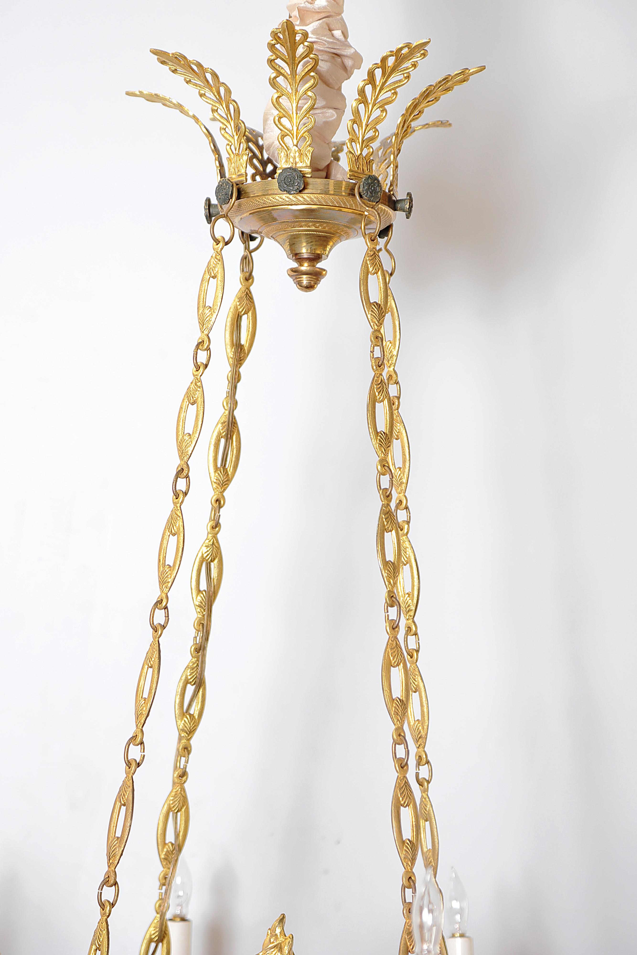 Charles X Gilt and Patinated Bronze Eight-Light Chandelier 1