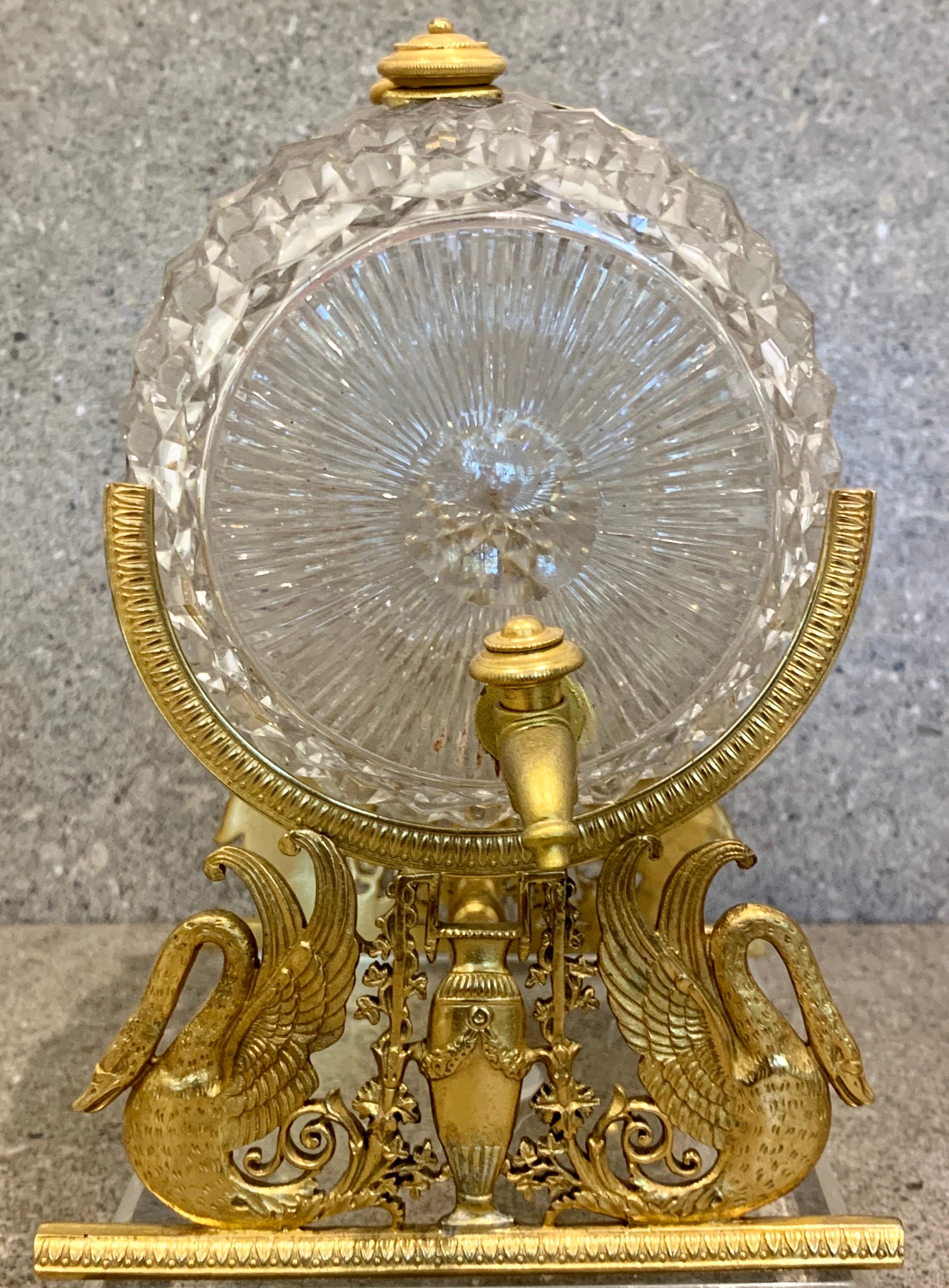 French Charles X Gilt Bronze-Mounted Glass Barrel on a Stand, circa 1830 For Sale