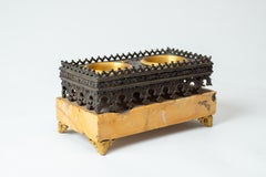 Charles X Gothic Revival Gilt and Patinated Bronze and Siena Marble Inkwell