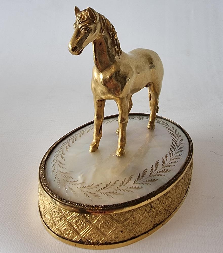 French A Charles X Palais Royal Ormolu and Mother of Pearl Equestrian Statue  For Sale
