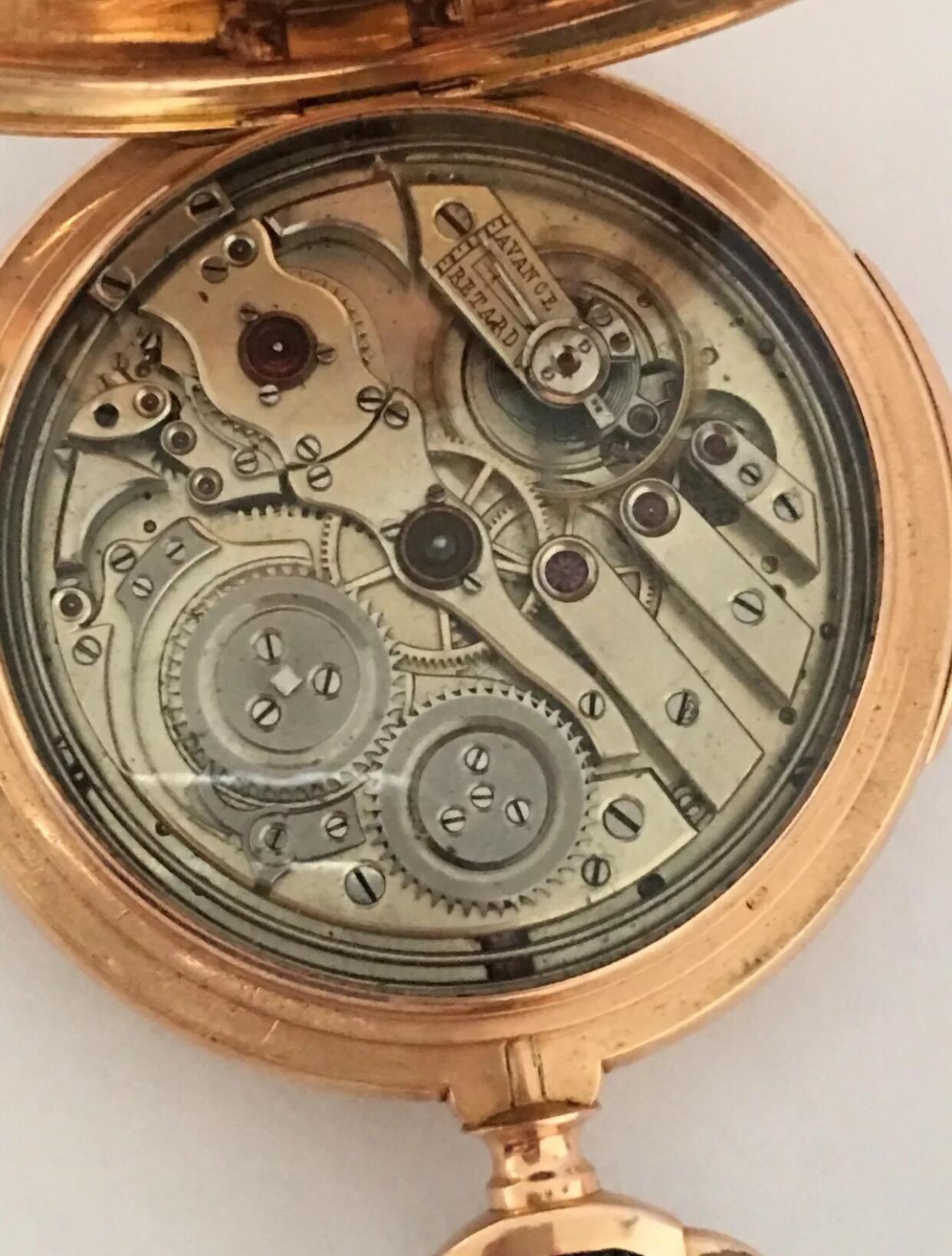 14k Gold Full Hunter LeCoultre & Co. Minute Repeater Antique Pocket Watch For Sale 4