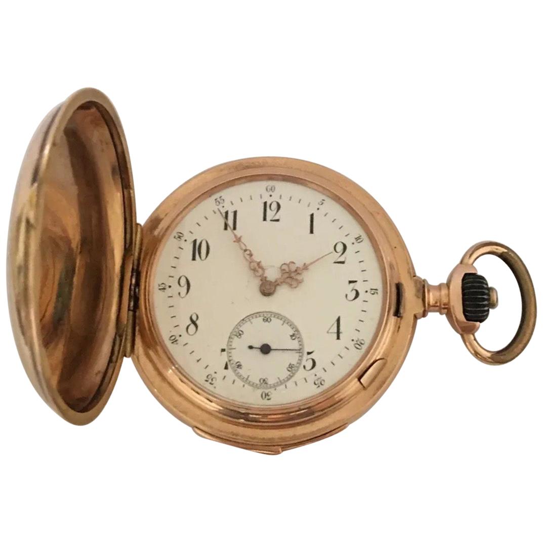 14k Gold Full Hunter LeCoultre & Co. Minute Repeater Antique Pocket Watch For Sale