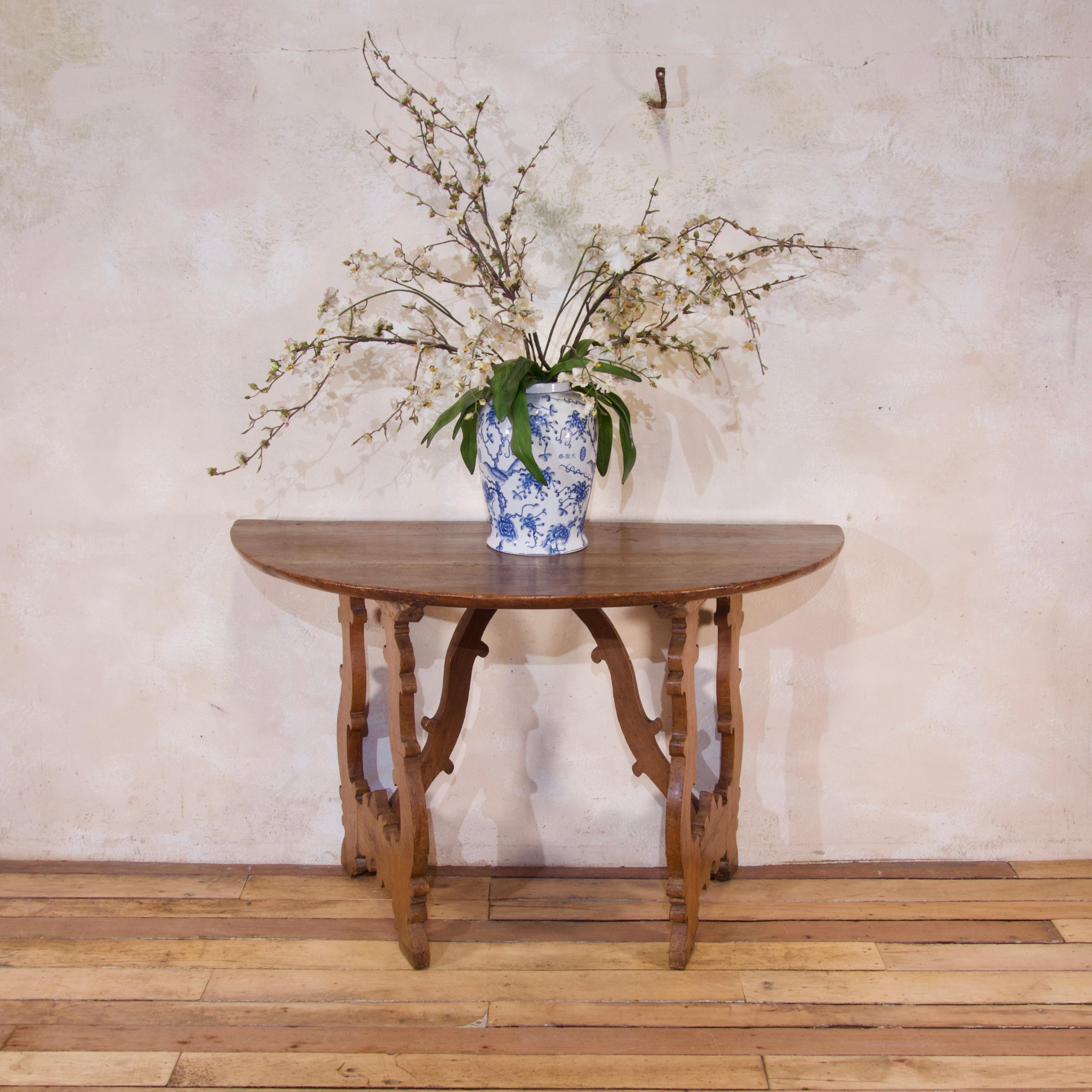 Yre Rable An 18th Century Italian Demi lune Lyre Leg Console Table at 1stDibs