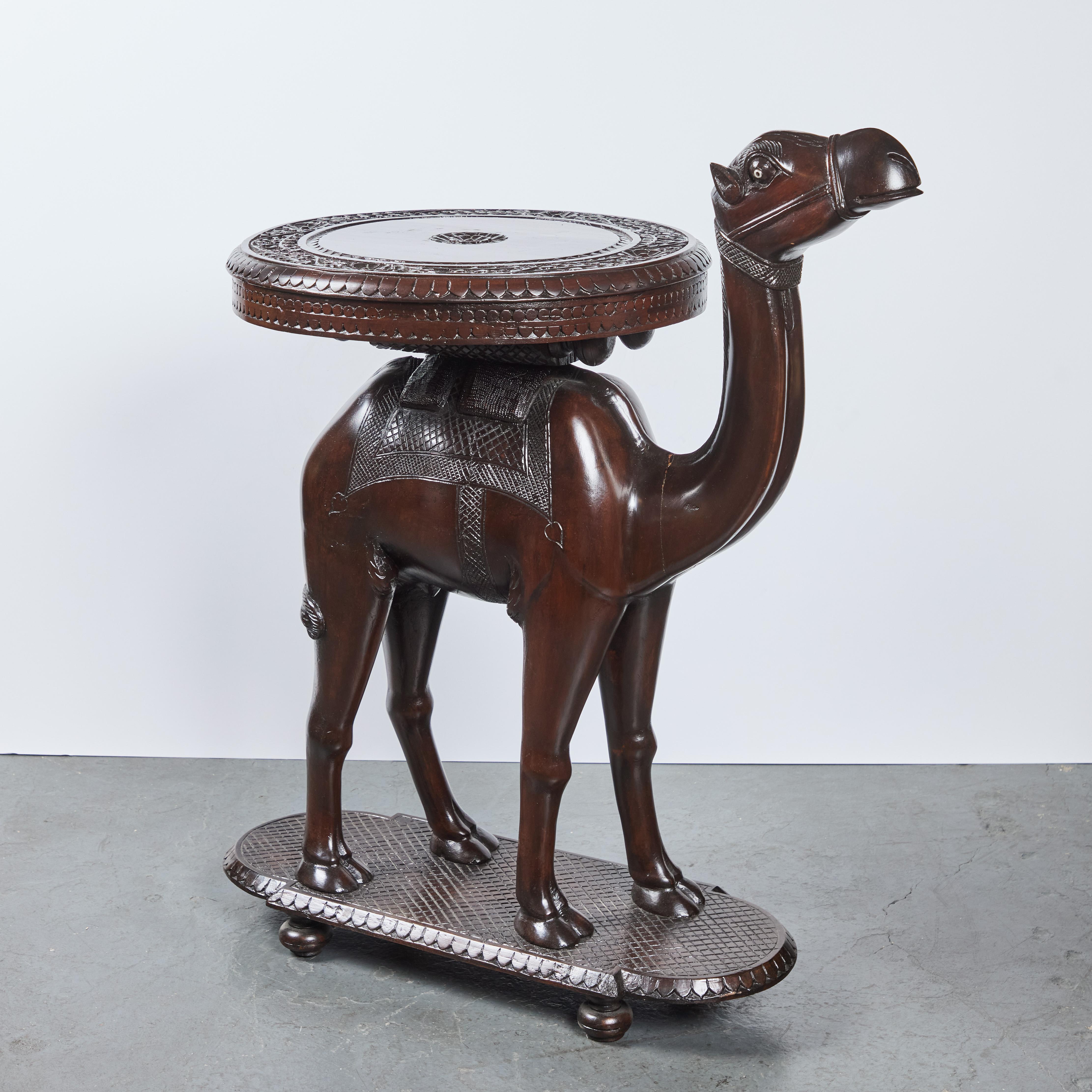 A Charming 1940's Solid Wood Camel Side Table 2