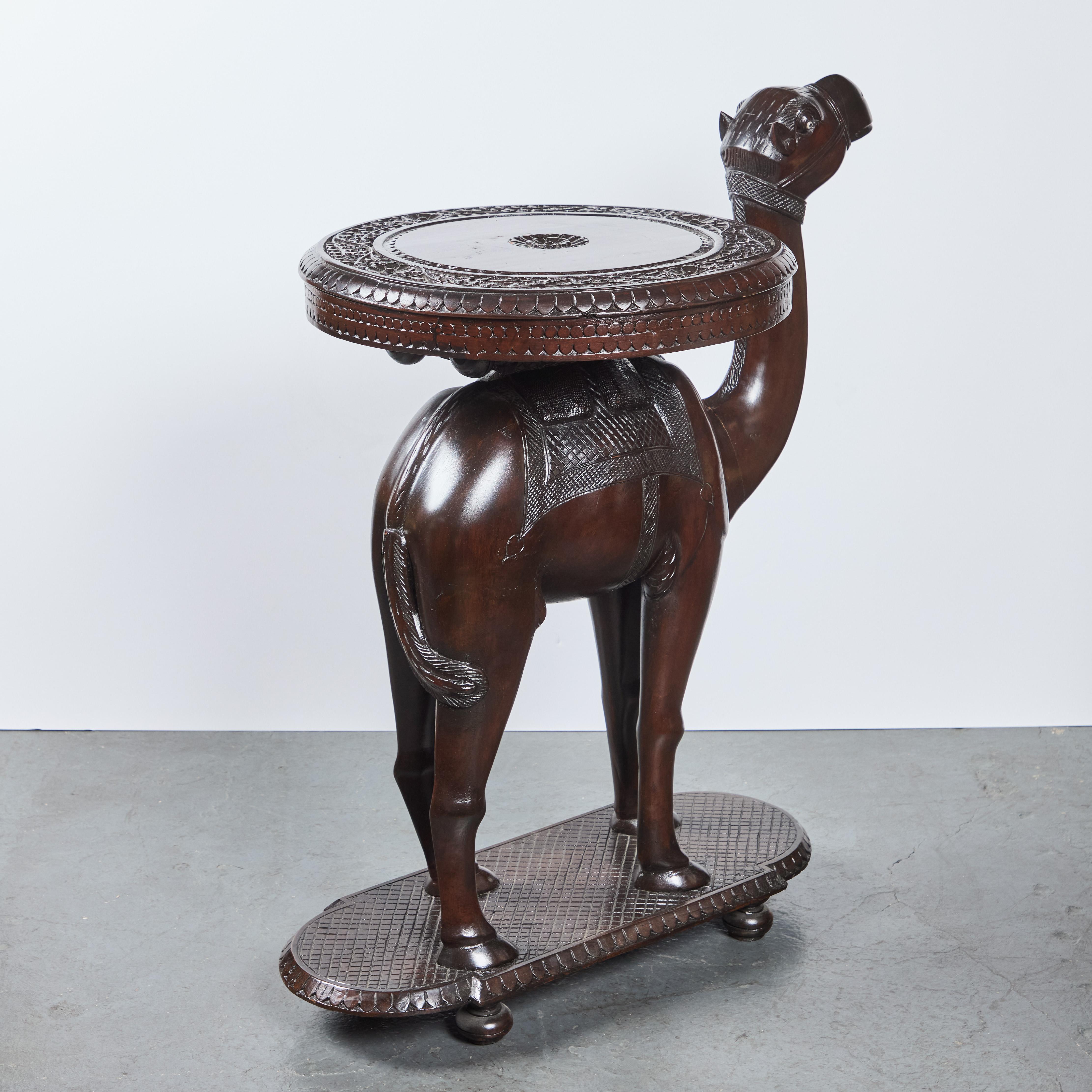 A Charming 1940's Solid Wood Camel Side Table 3