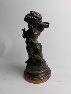 Charming 19th Century Bronze of Boy and Girl Winged Cherubs Signed Bulio