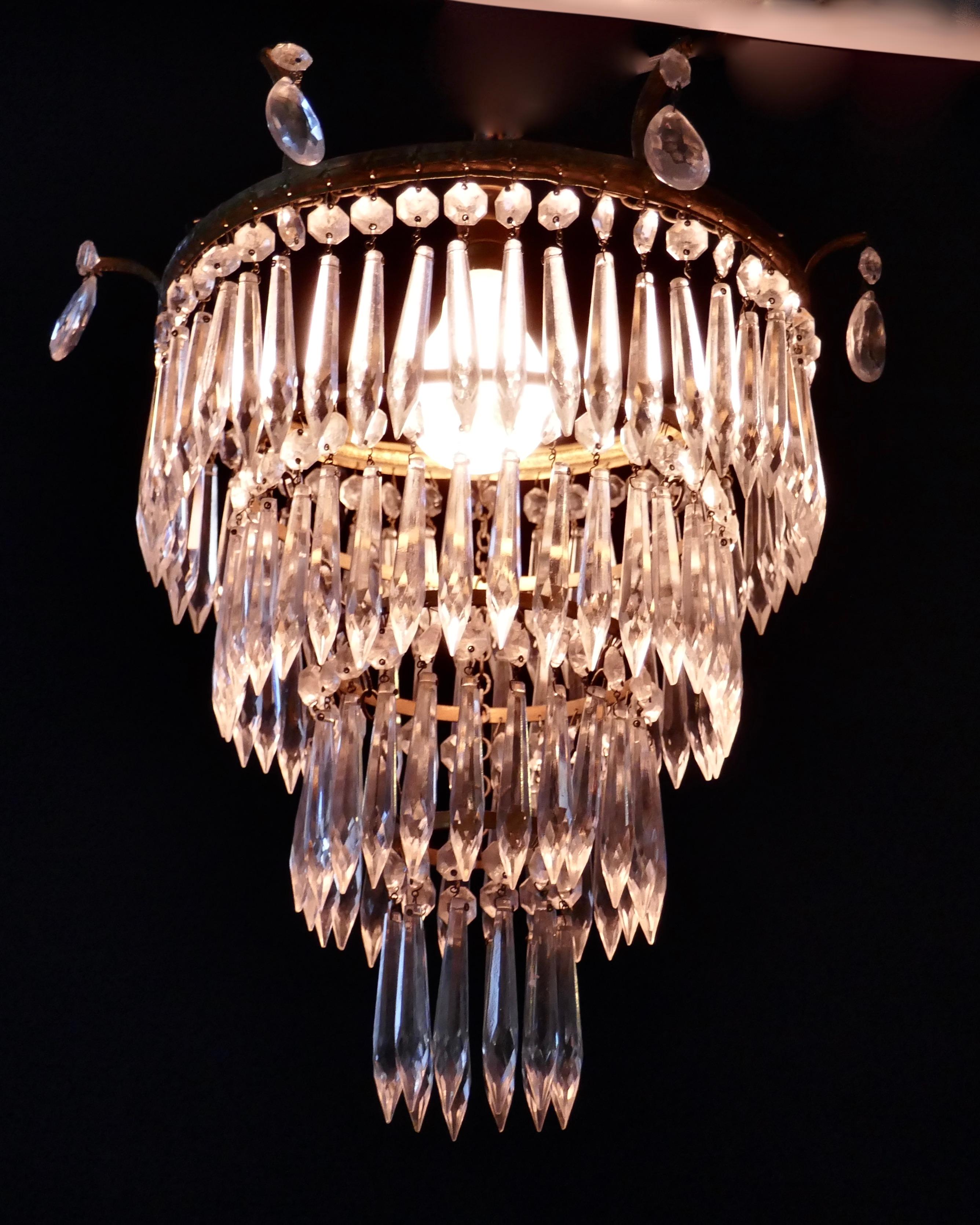 Crystal Charming Art Deco 4-Tier Waterfall Pendant Chandelier