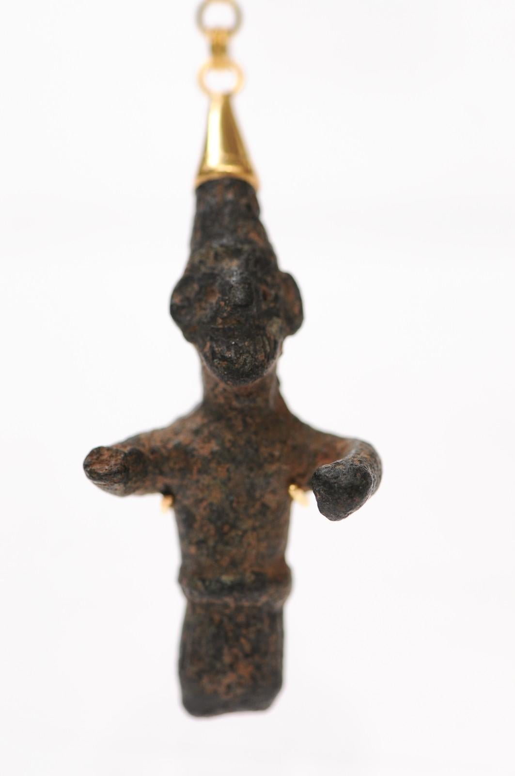 Classical Roman A Charming Bronze Roman Figure w/ 18K For Sale