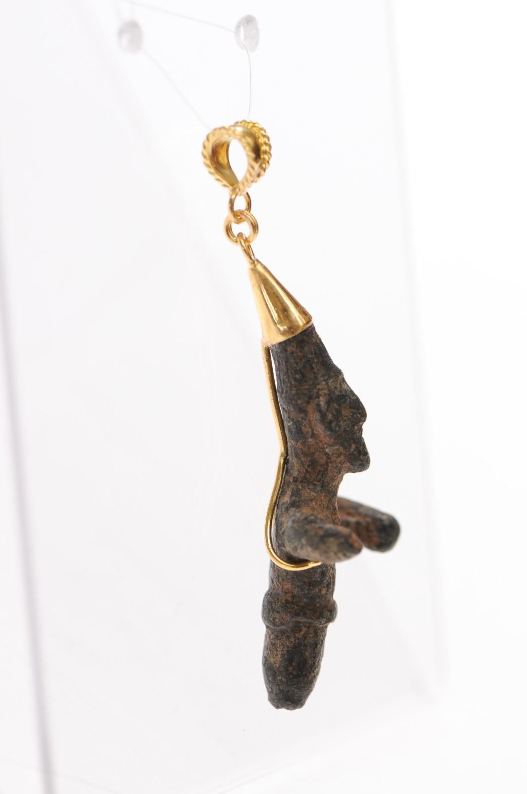 Women's or Men's A Charming Bronze Roman Figure w/ 18K For Sale