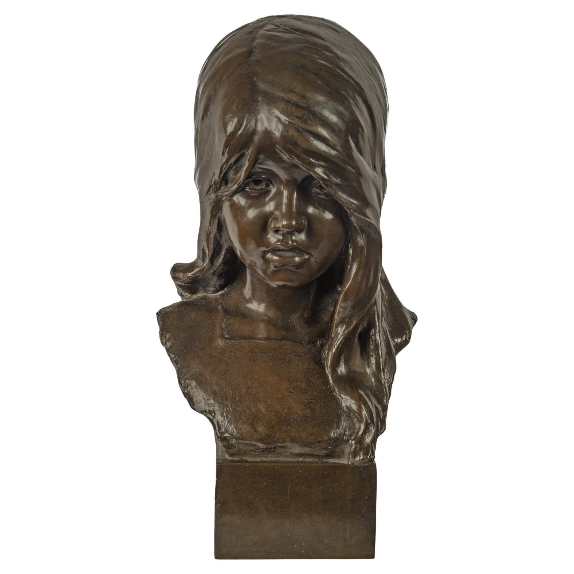 Charming Bust of a Child’s Head by Edwin Whitney-Smith, Dated, 1910 For Sale