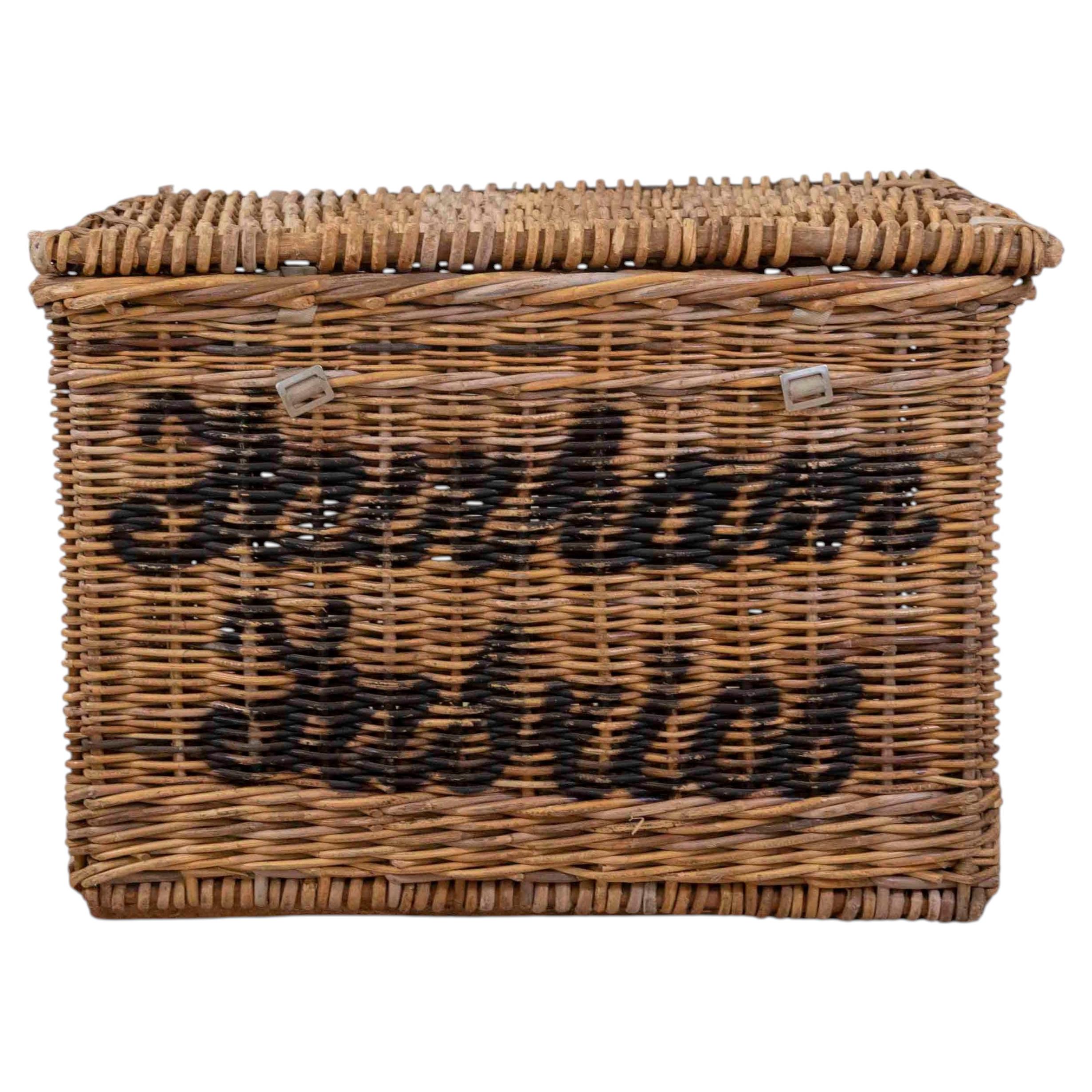 A charming English wicker basket dating to circa 1900