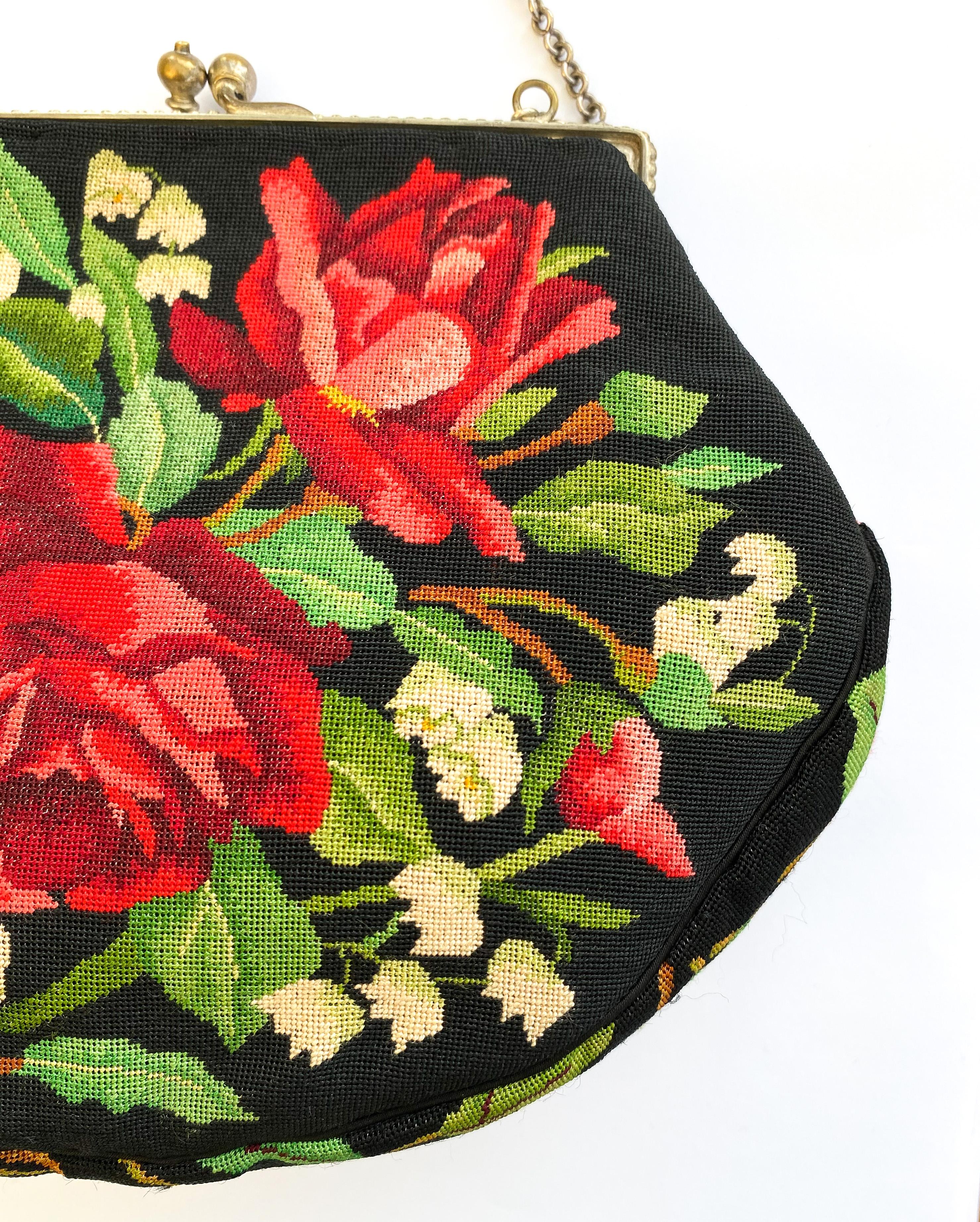 A charming fine petitpoint handbag with lily of the valley motif, France 1930s 4