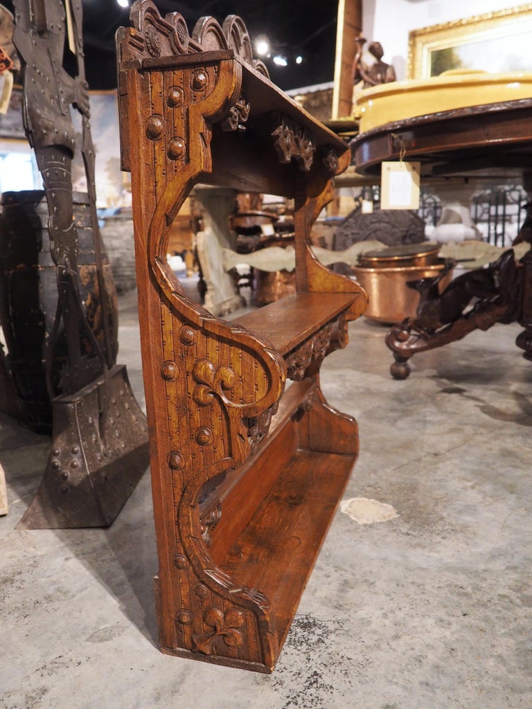 Charming French Carved Oak Etagere Wall Shelf, circa 1850 For Sale at