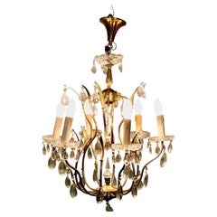 A Charming French Crystal and Brass Chandelier