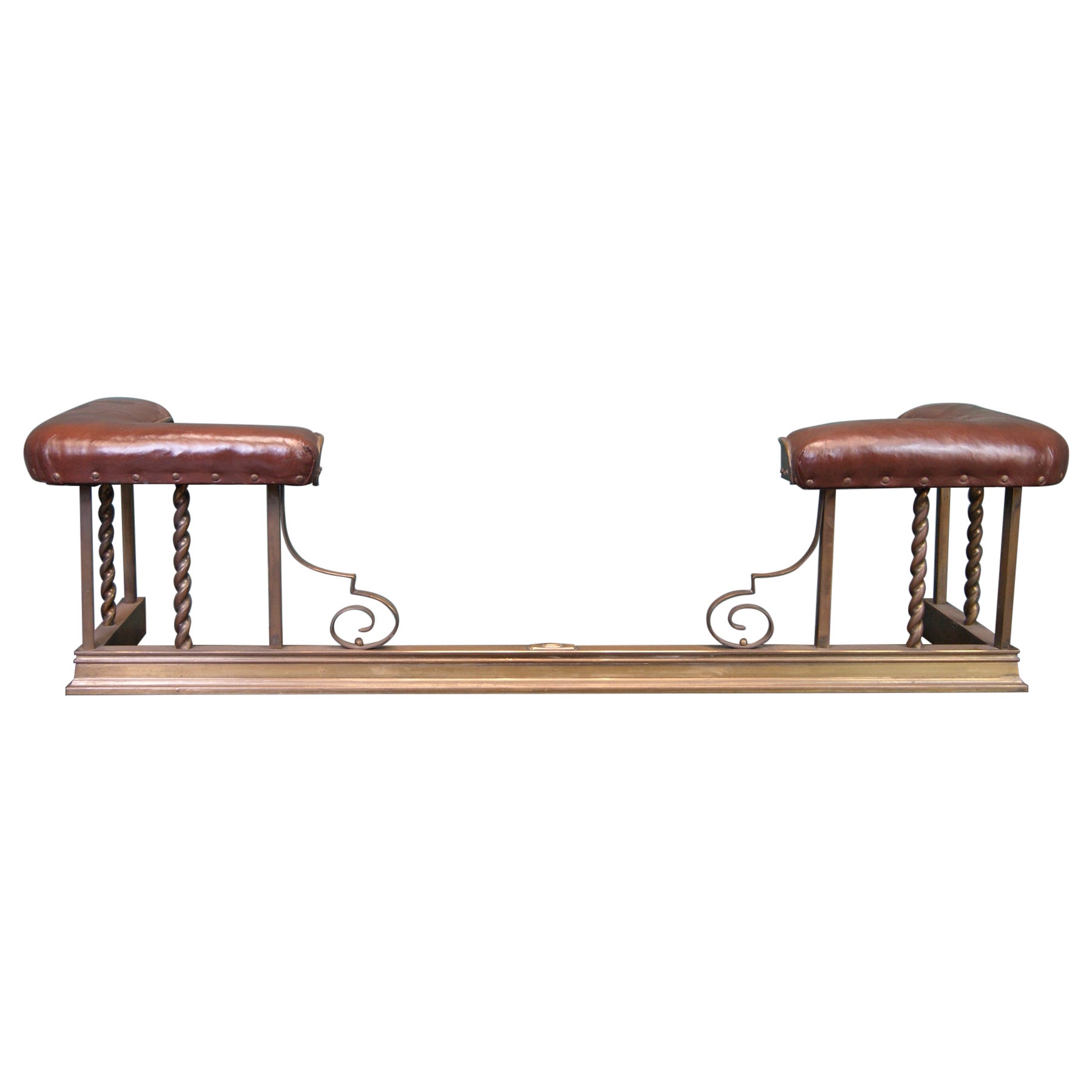 A Charming Georgian-Revival Brass Club Fender