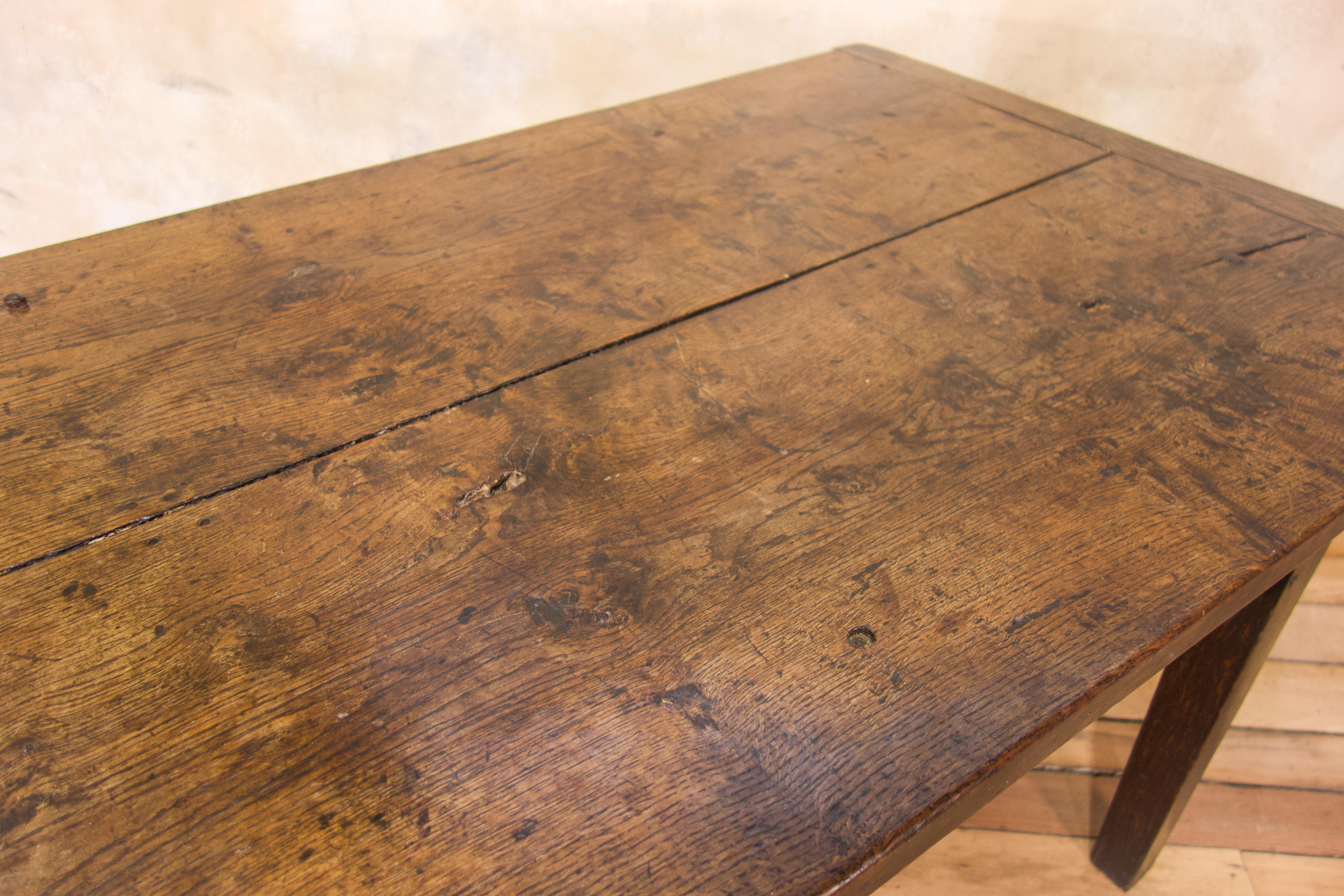 A Charming Mid 18th Century Joined Oak Country Farmhouse Table For Sale 8