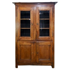 A Charming Mid 19th Century French Cherrywood Glazed Cabinet Bookcase
