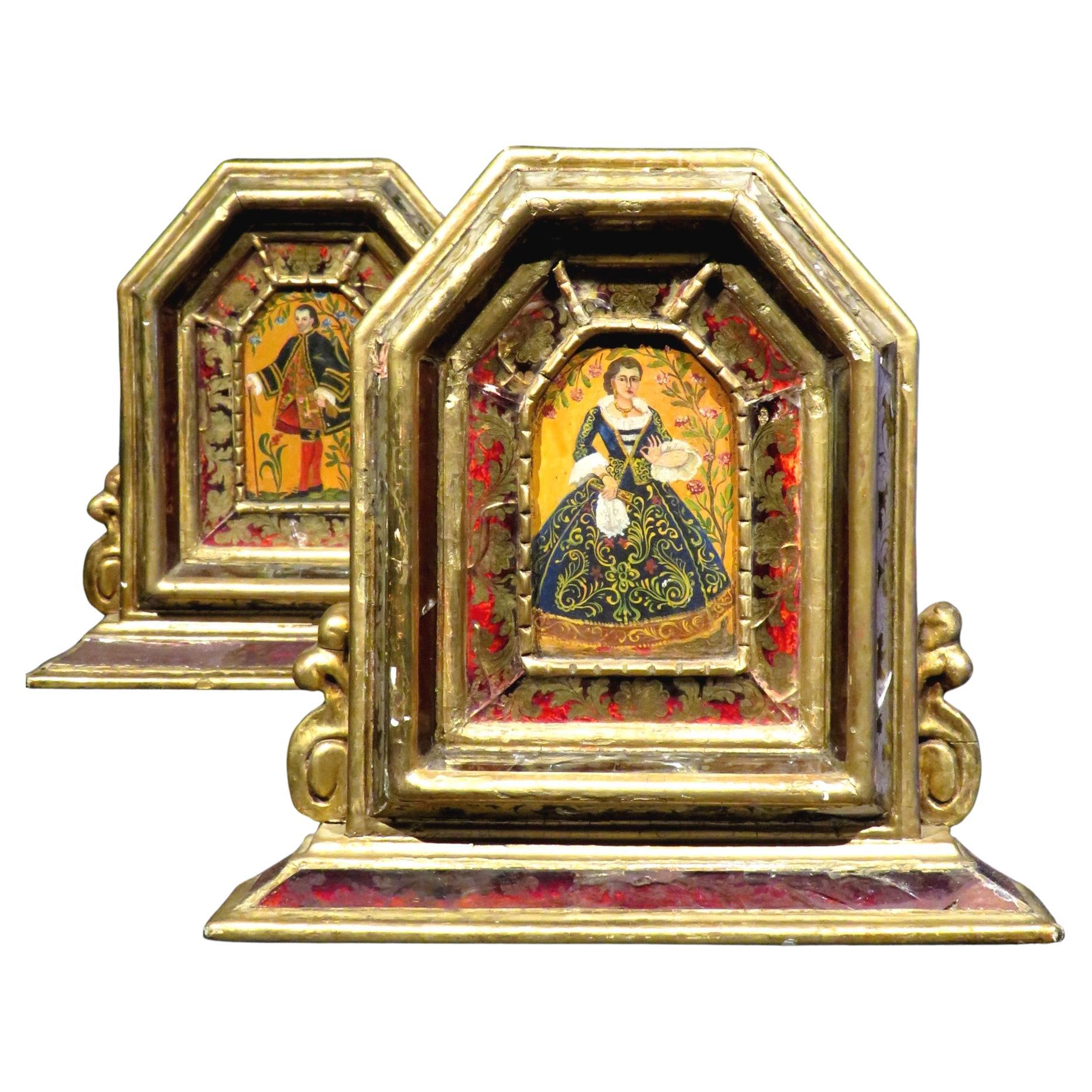 A Decorative Pair of Baroque Style Marriage Portraits, Continental Circa 1900