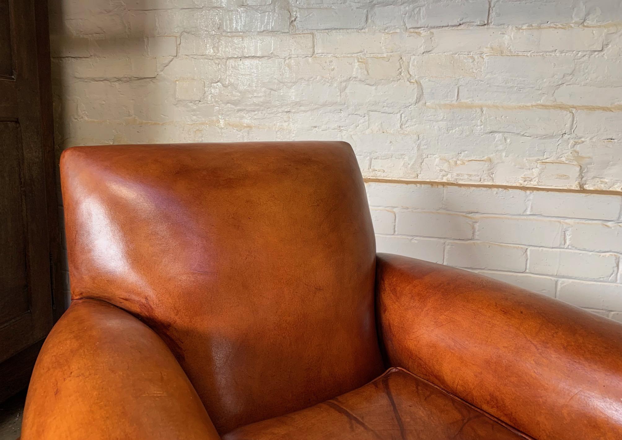 A Charming Pair of English Leather Club Chairs Circa 1920’s 3