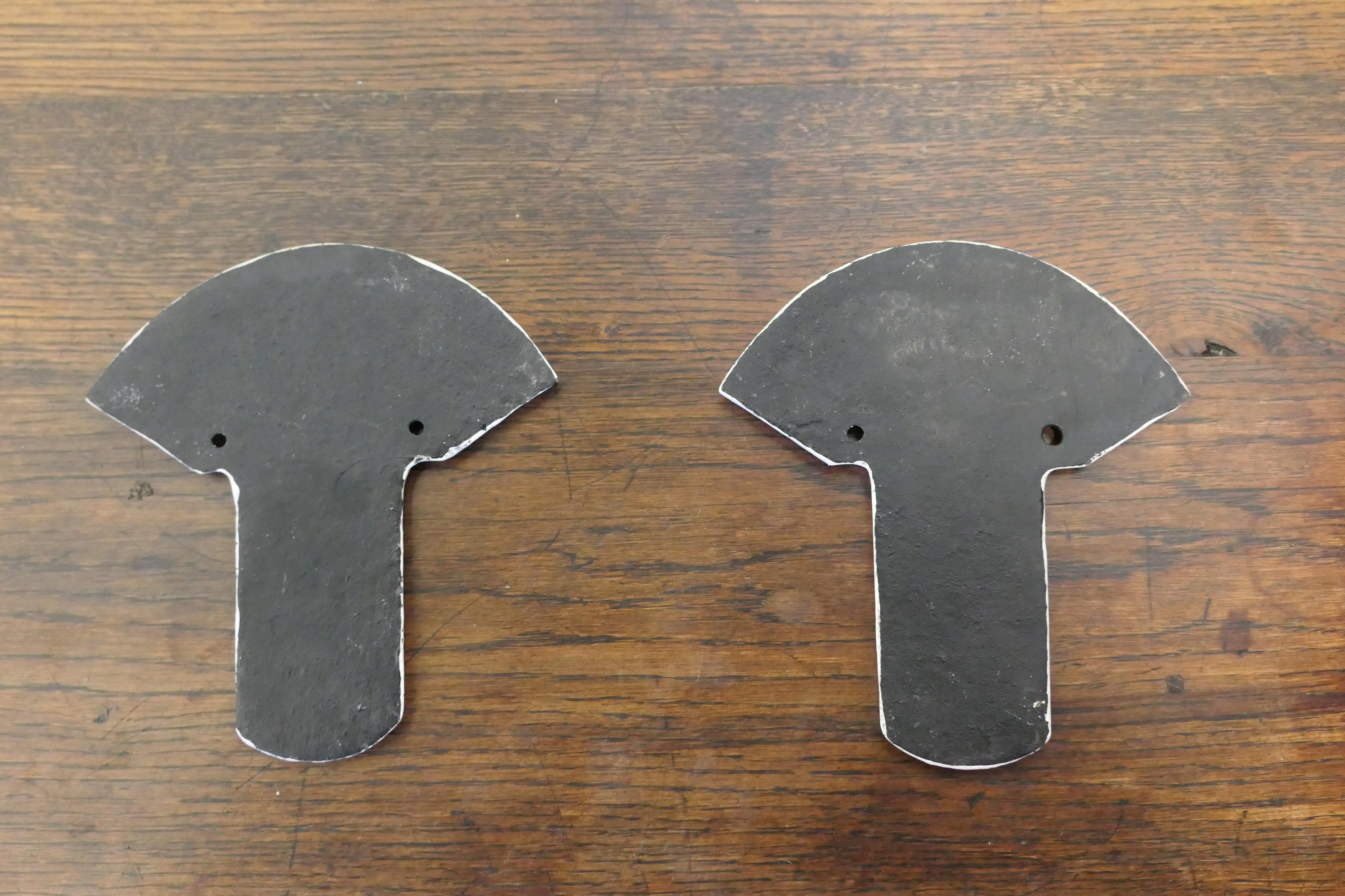 Iron Charming Pair of Male and Female Toilet Signs For Sale