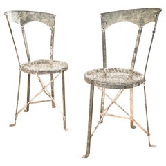 Charming Pair of Small French Metal Garden Chairs