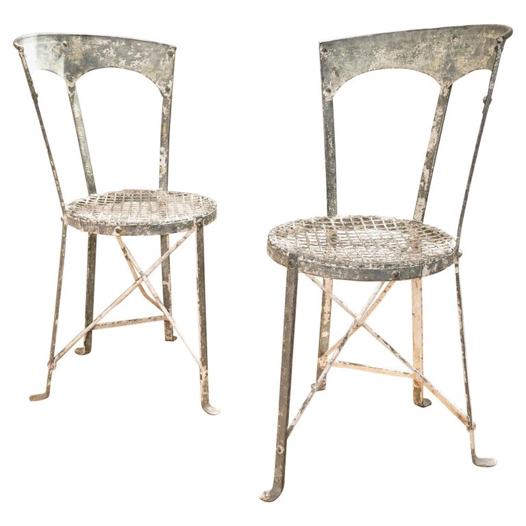 Charming Pair of Small French Metal Garden Chairs For Sale at 1stDibs